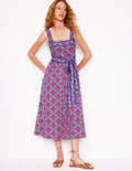 Robe midi à col carré et coutures princesse-Multi, motif Botanic Blush