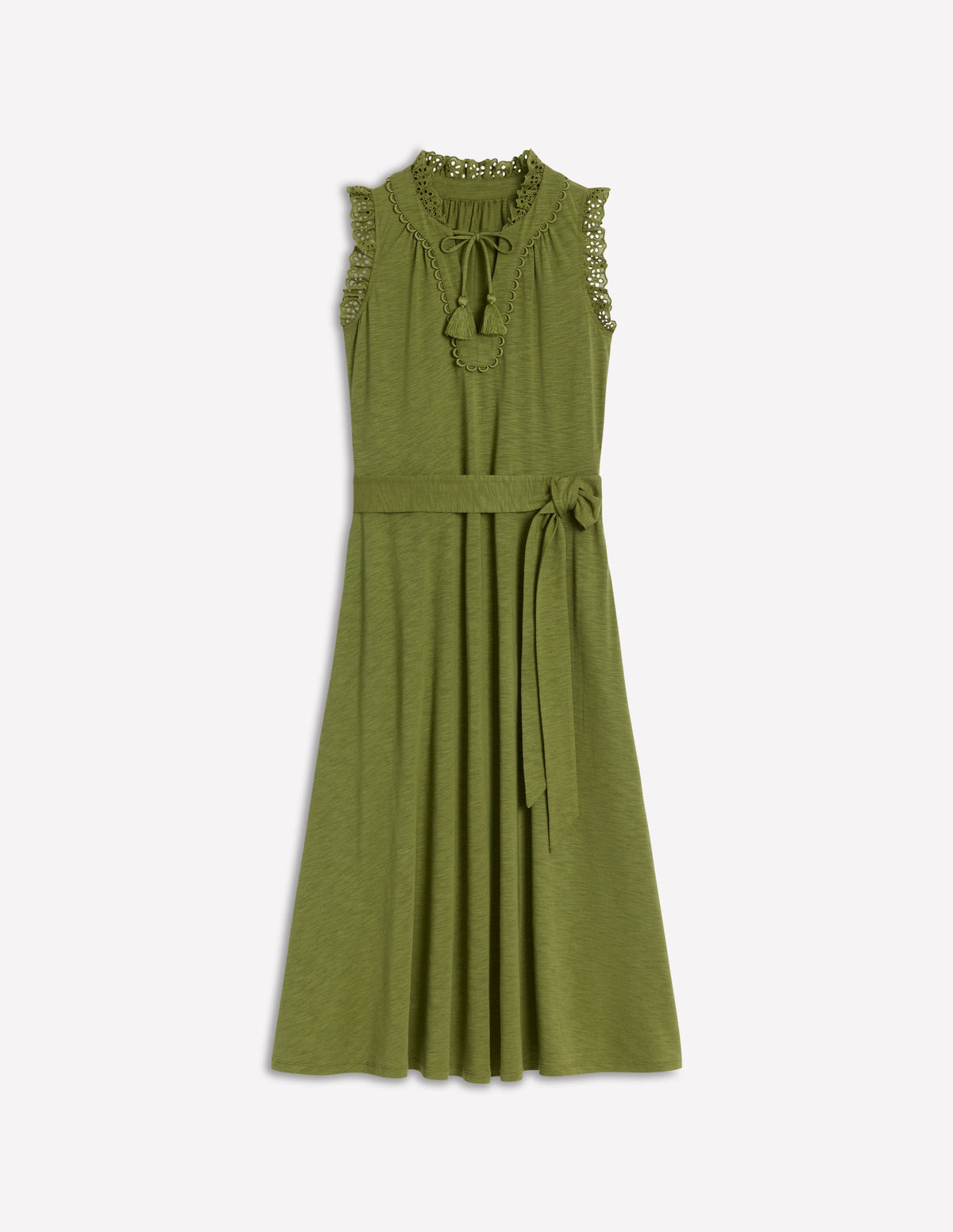 Aria Midikleid mit Lochstickerei-Besatz-Dunkles Olivgrün - Image 6