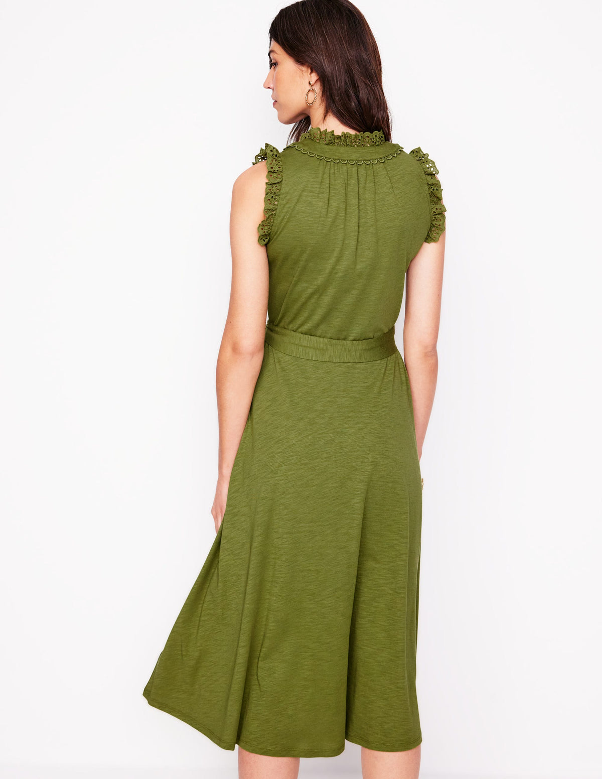 Aria Midikleid mit Lochstickerei-Besatz-Dunkles Olivgrün - Image 3