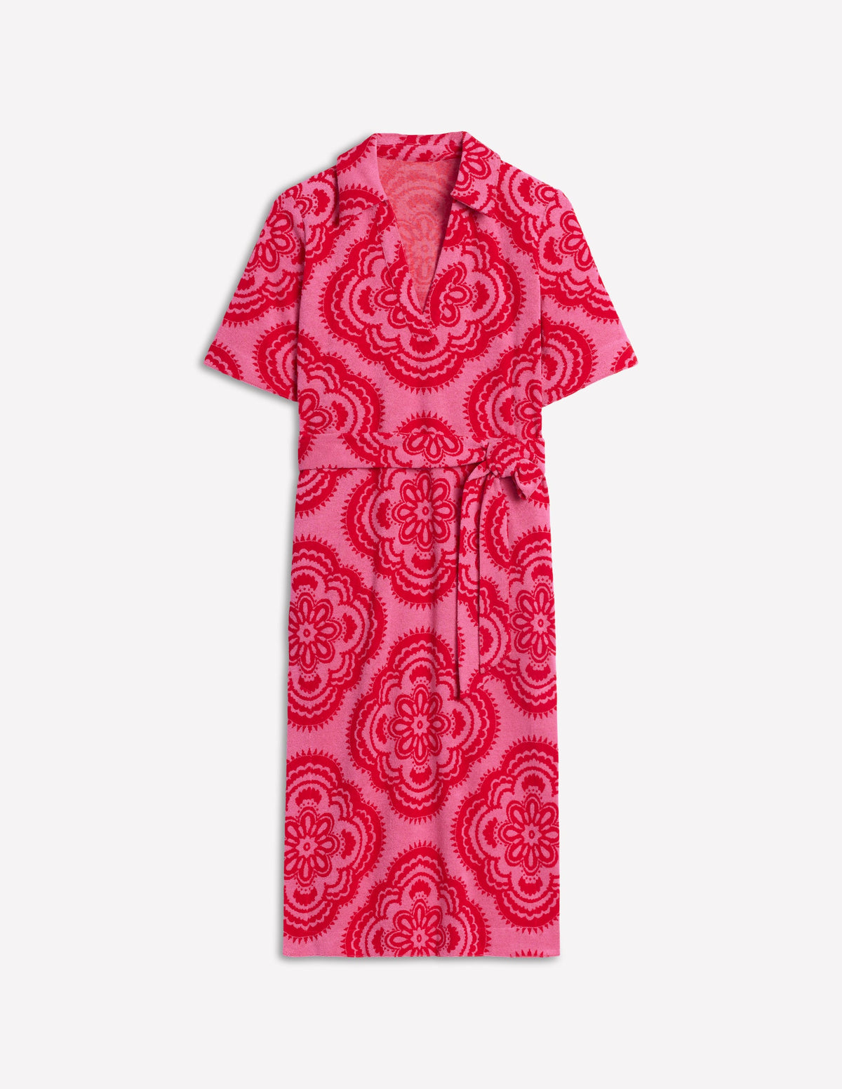 Robe en éponge à col cranté-Rose, motif Botanic Blush-5