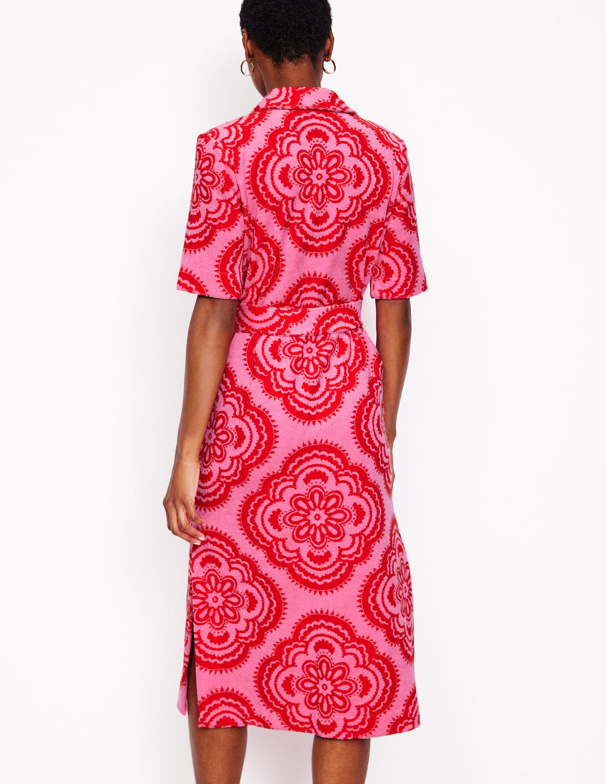 Robe en éponge à col cranté-Rose, motif Botanic Blush-3