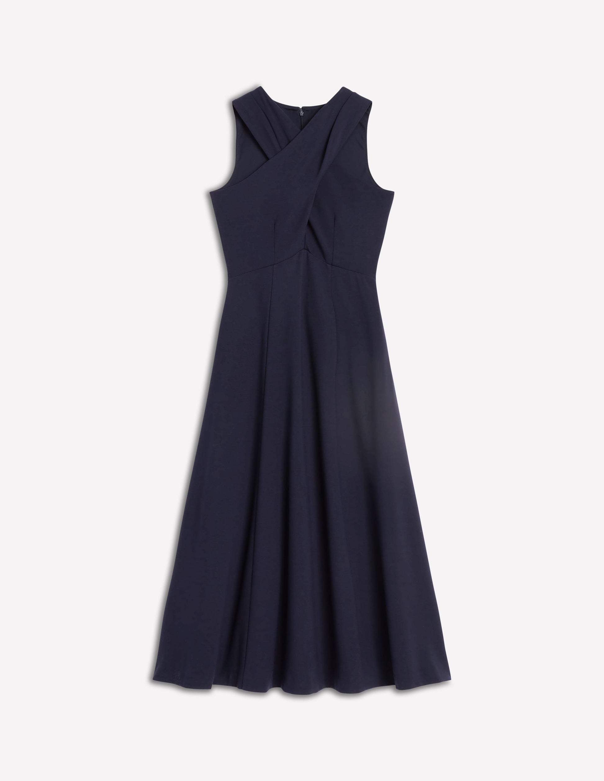 Ponté-Kleid mit überkreuzter Vorderseite-Marineblau-5