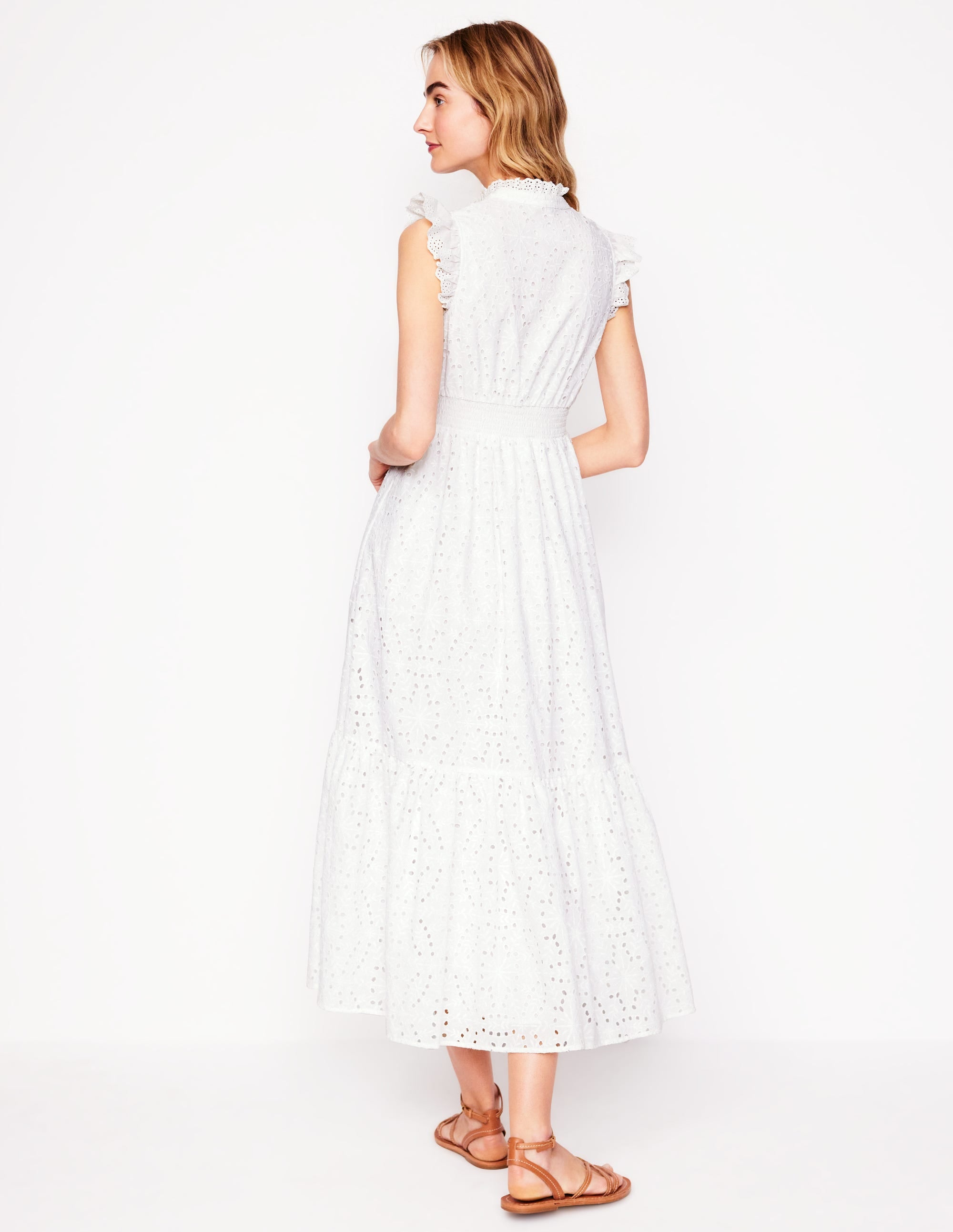 Robe midi Wren à broderie anglaise-Ivoire, broderie anglaise - Image 3