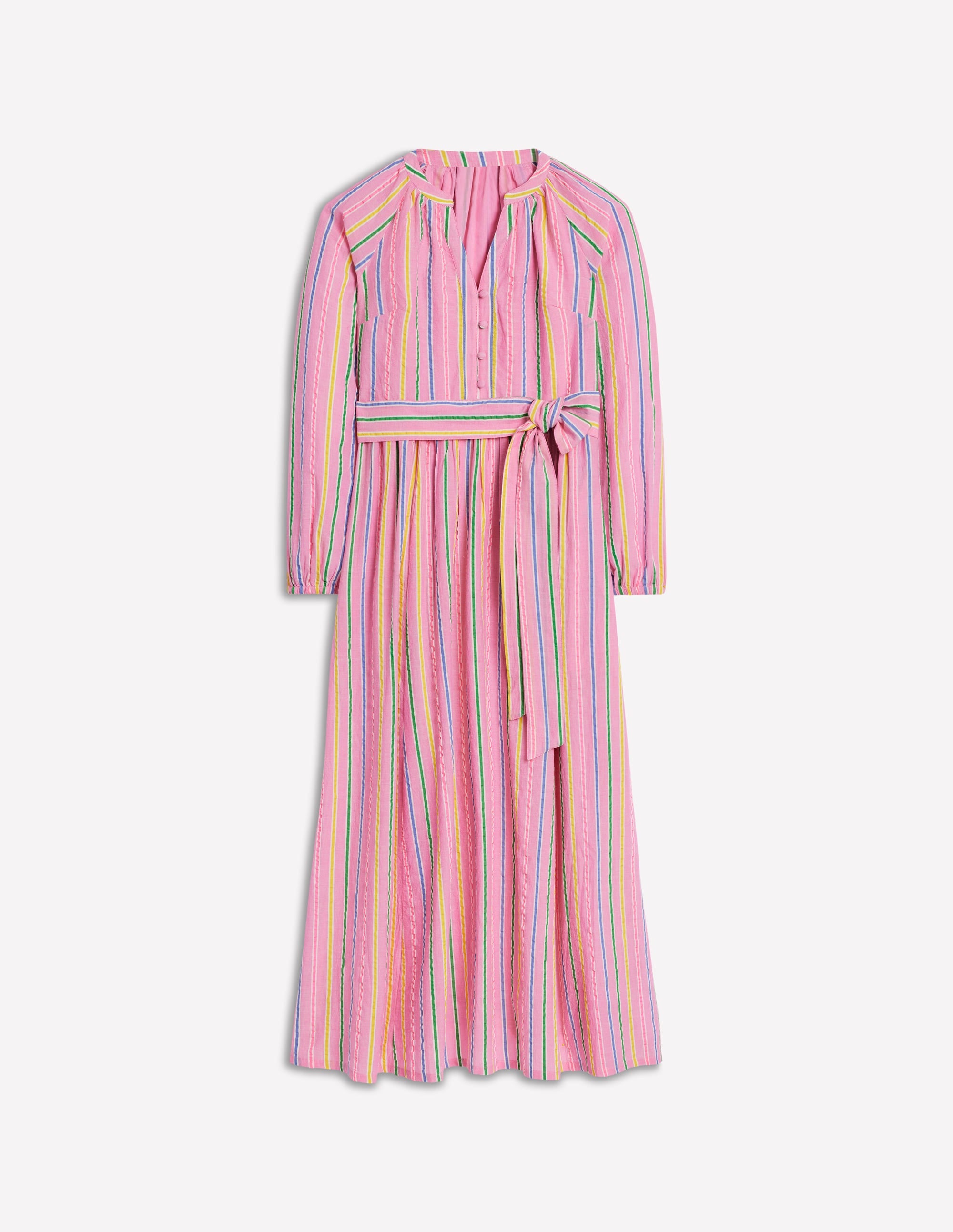 Faye Baumwoll-Maxikleid-Sorbetrosa, Seersucker Streifen - Image 6