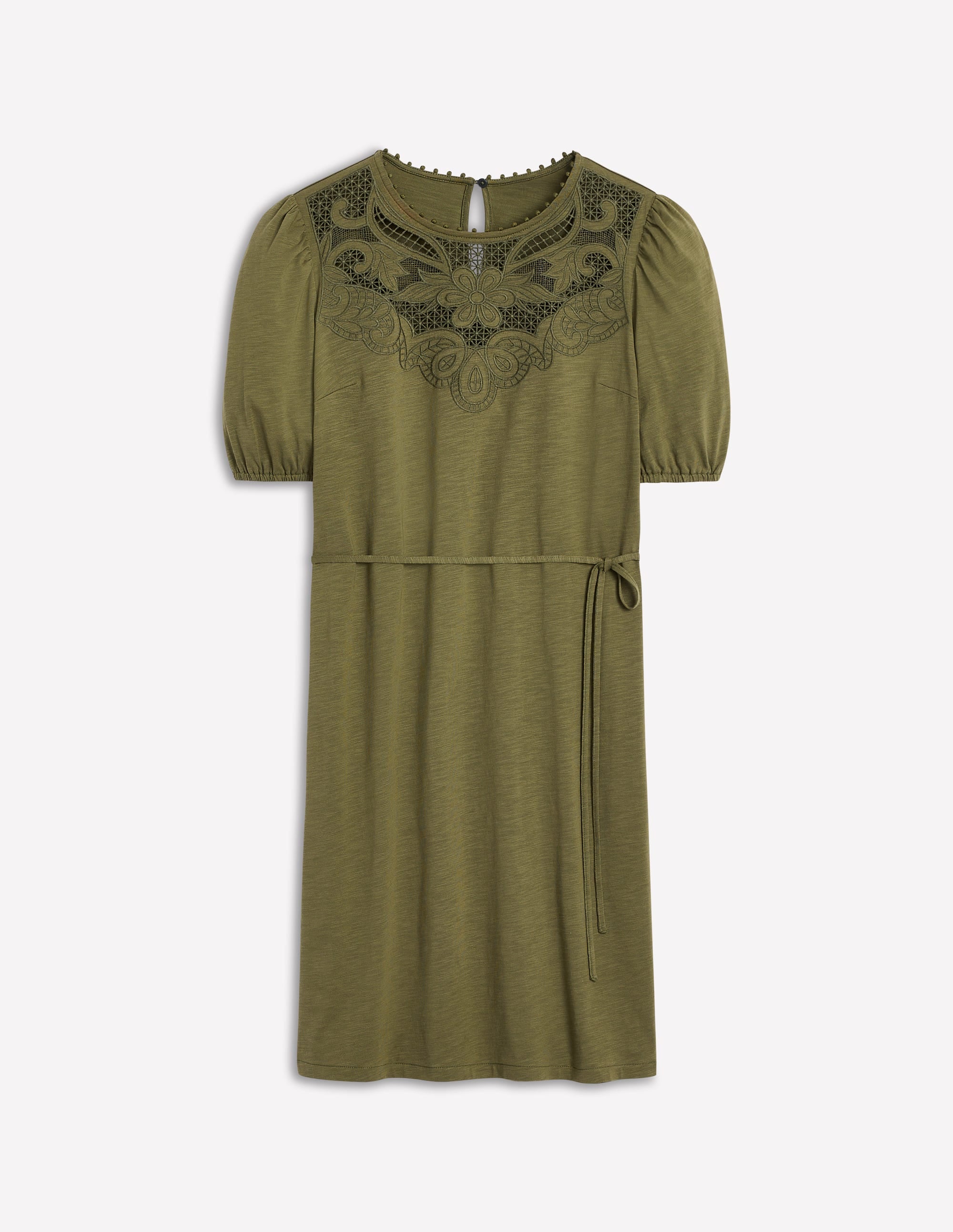 Kurzes Kleid mit Cutwork-Detail-Waldgrün - Image 7