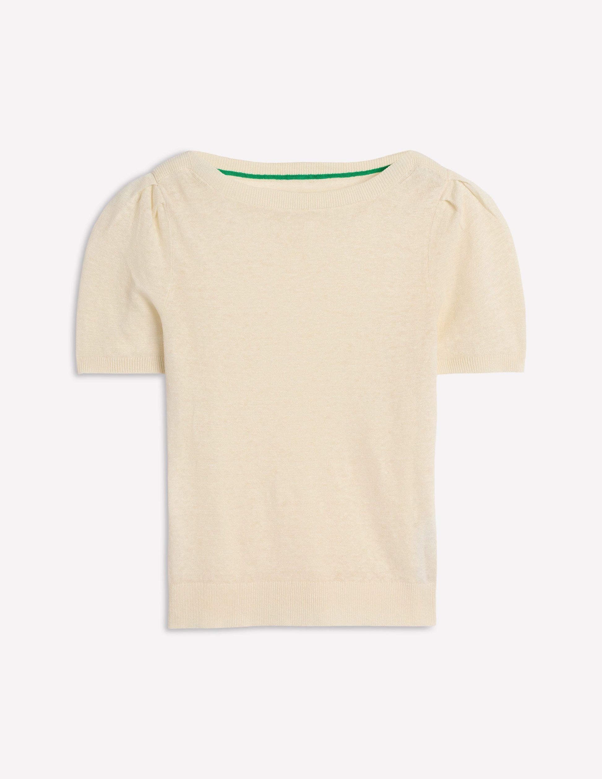 Liv T-Shirt aus Leinen mit U-Boot-Ausschnitt-Warmes Naturweiß-5