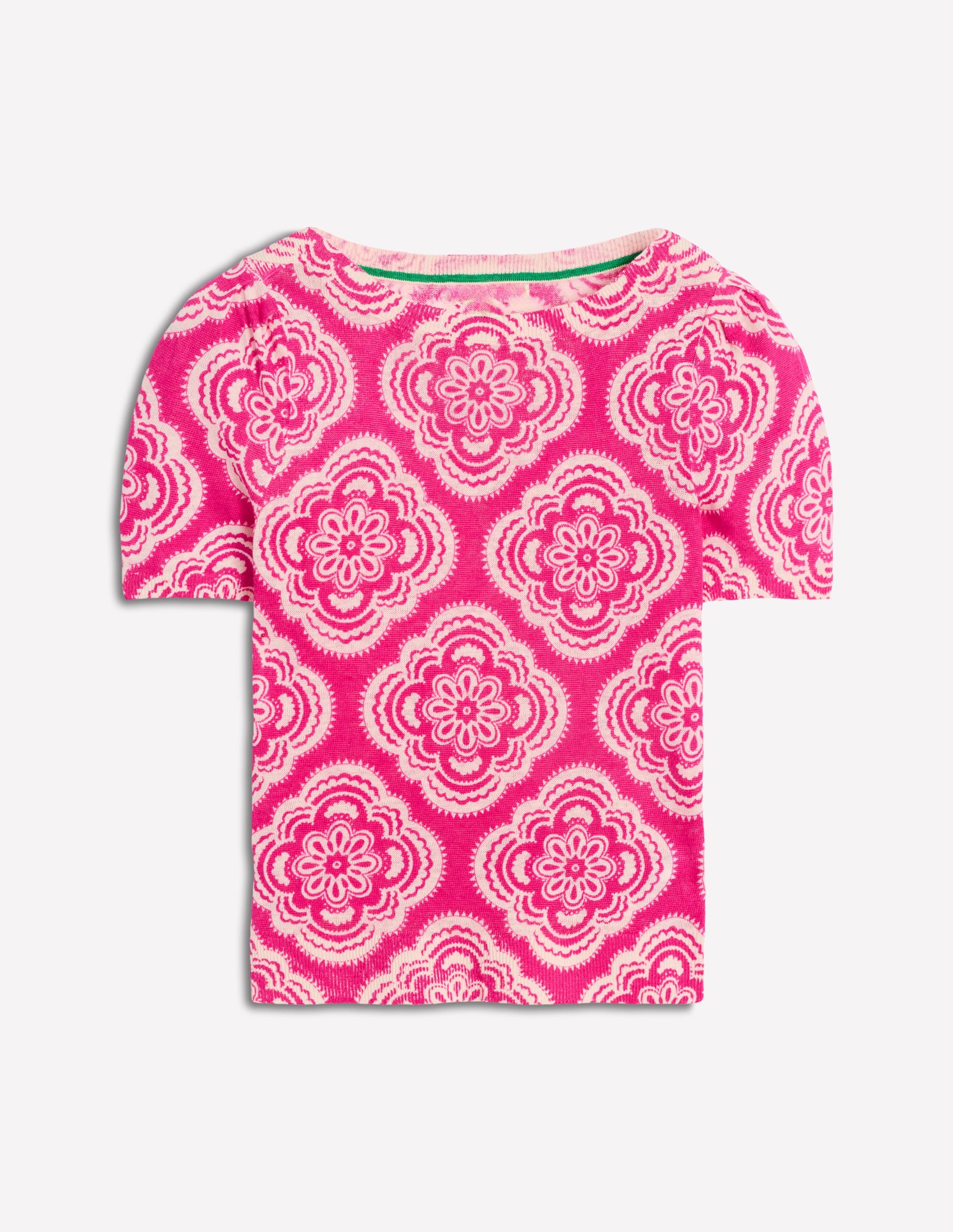Liv T-Shirt aus Leinen mit U-Boot-Ausschnitt-Rosa Pfingstrose, Botanic Blush-Motiv - Image 5