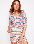 Henley-Pullover mit Kragen-Bunt, Regenbogen