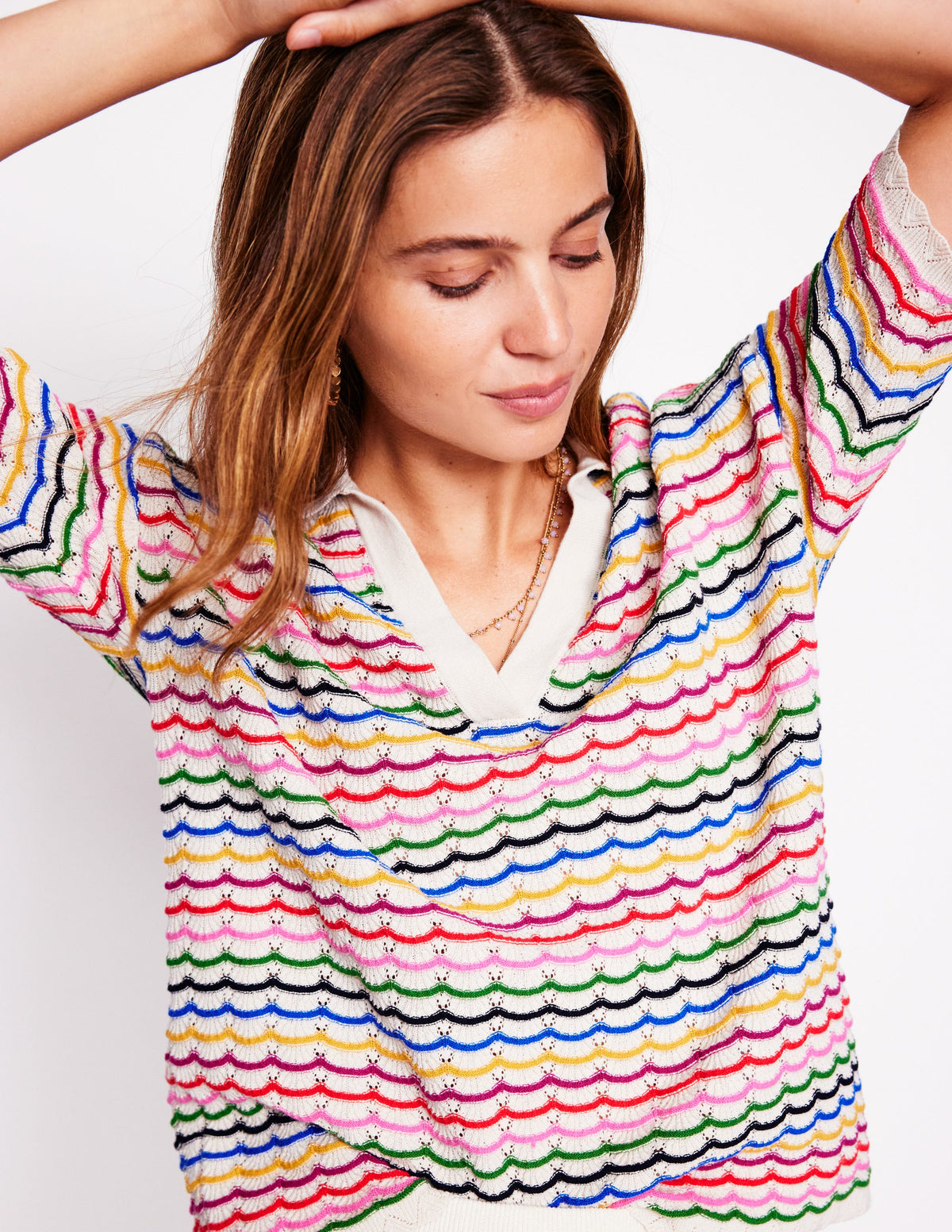 Henley-Pullover mit Kragen-Bunt, Regenbogen - Image 2