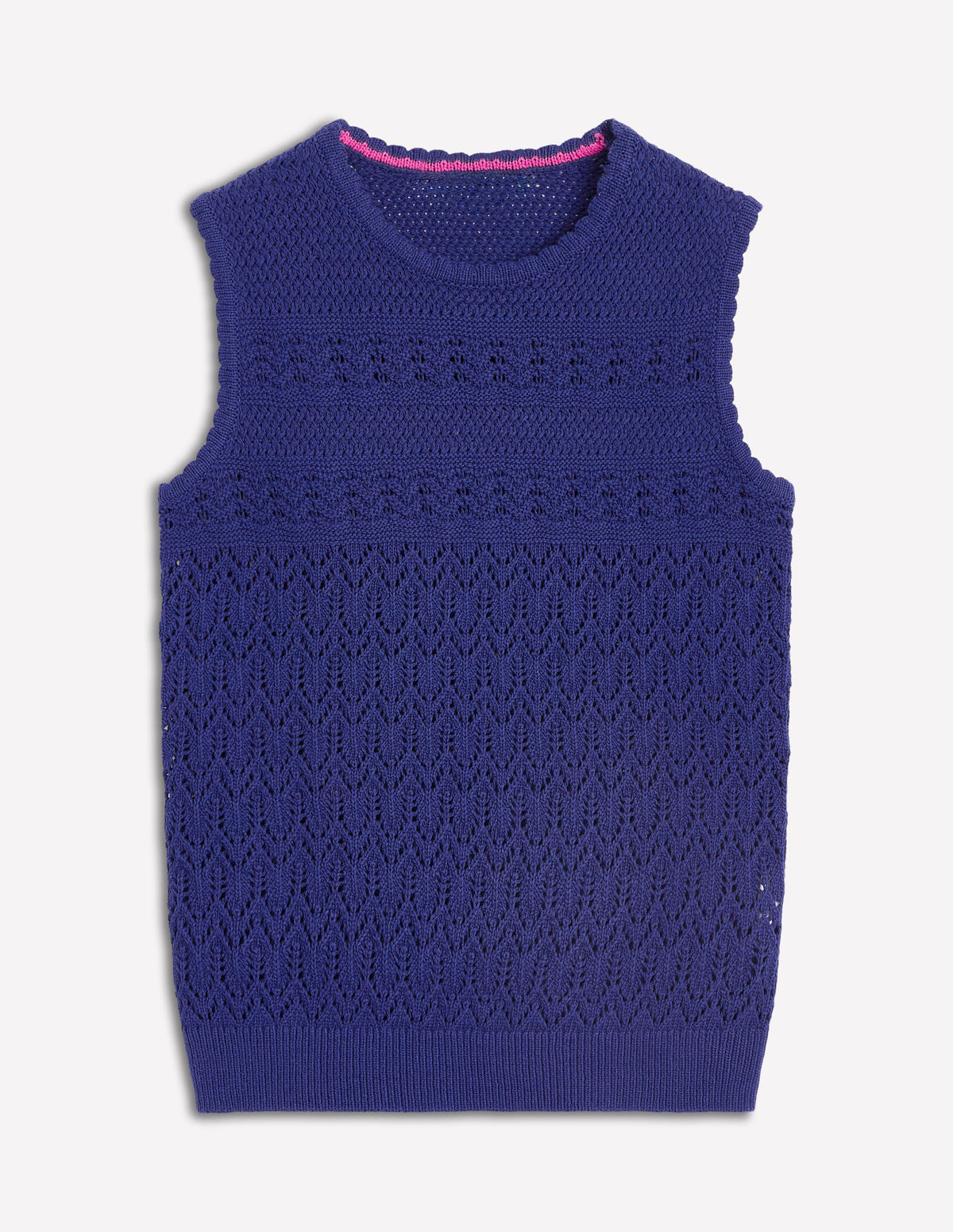 Débardeur ras du cou en maille coton texturée-Aristocratic Blue/ Ivory Stripe - Image 5