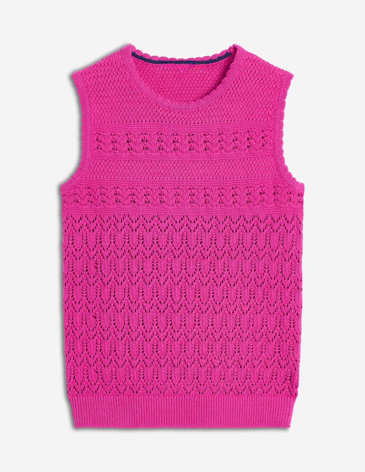 Débardeur ras du cou en maille coton texturée-Violet prune de Damas - Image 5