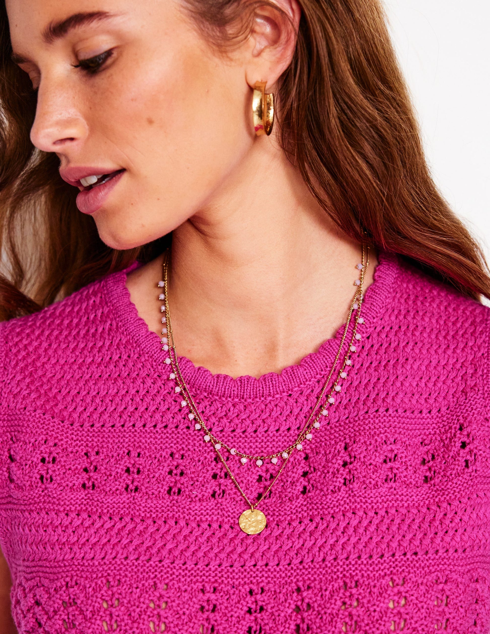 Débardeur ras du cou en maille coton texturée-Violet prune de Damas-2