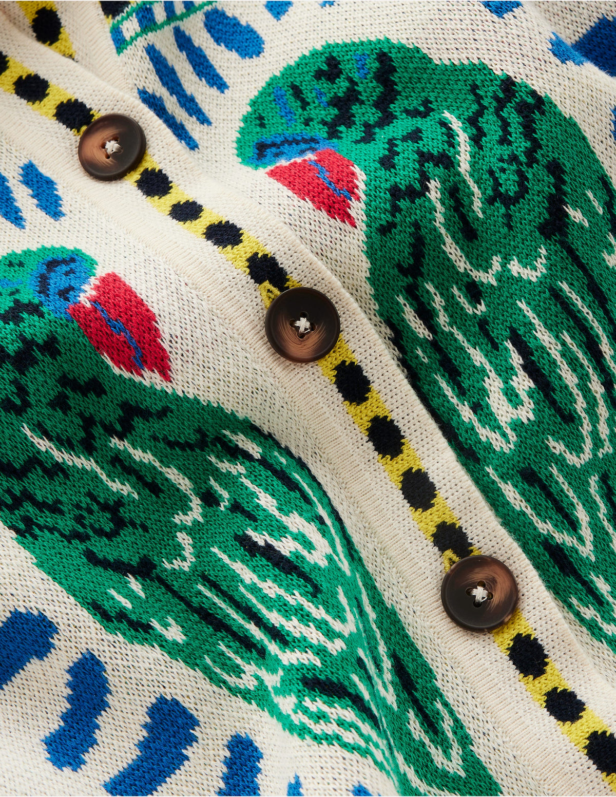Veste-chemise en maille jacquard-Ivoire chaud, motif Tropical Bonanza - Image 7