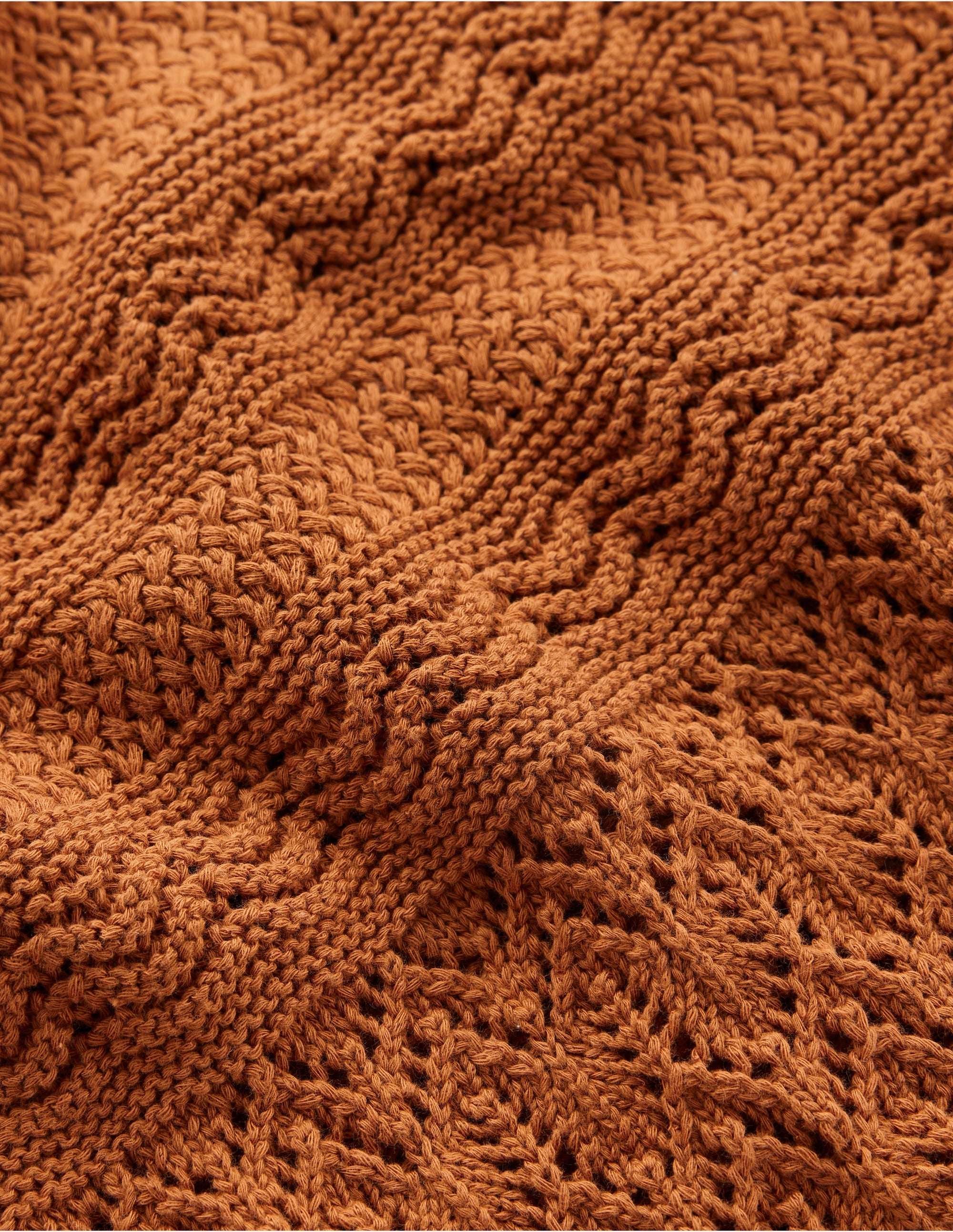Pull col rond en coton surpiqué-Marron cuivré - Image 6