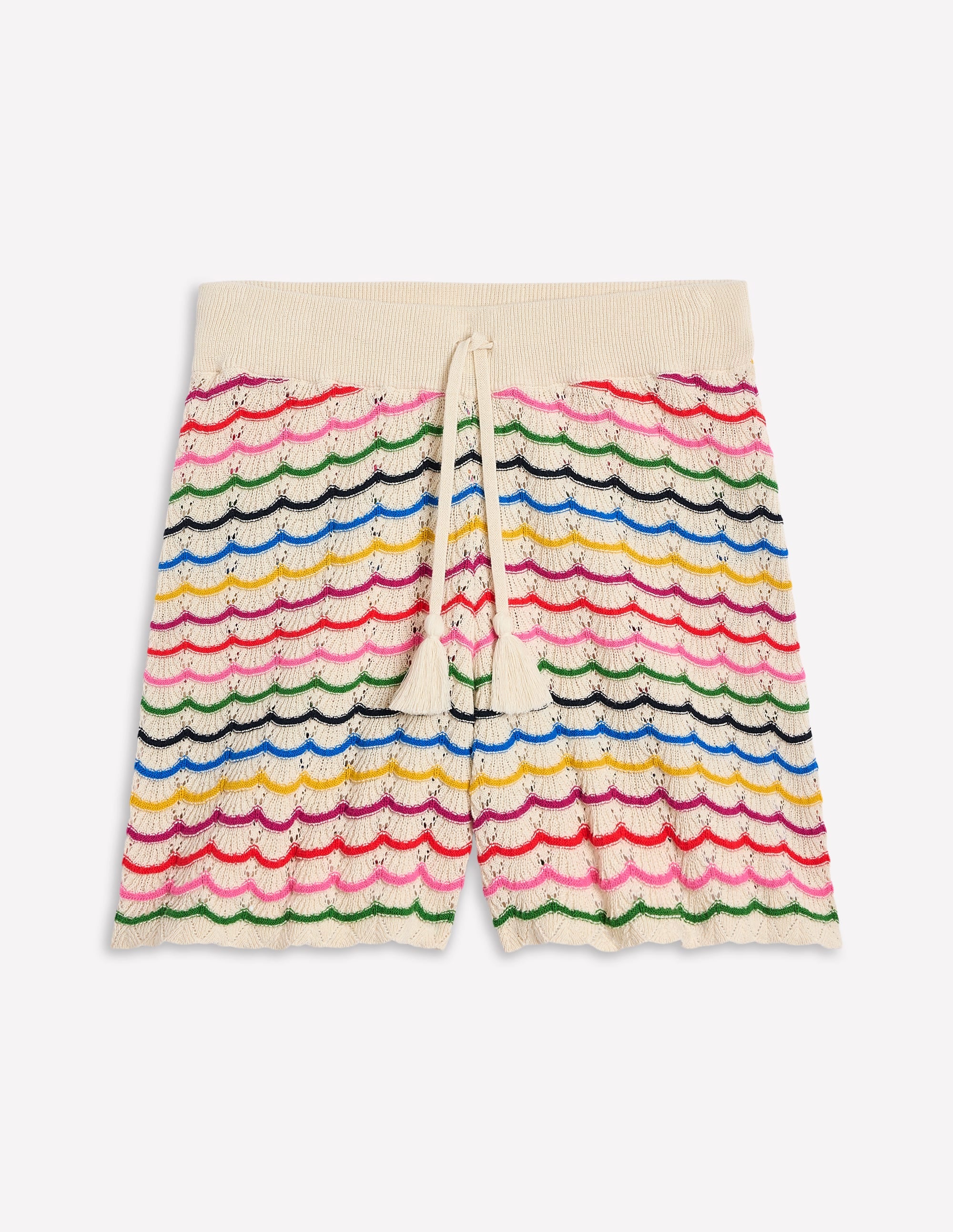 Texturierte Strick-Shorts-Ackerbohnengrün/Pink, Gestreift - Image 5