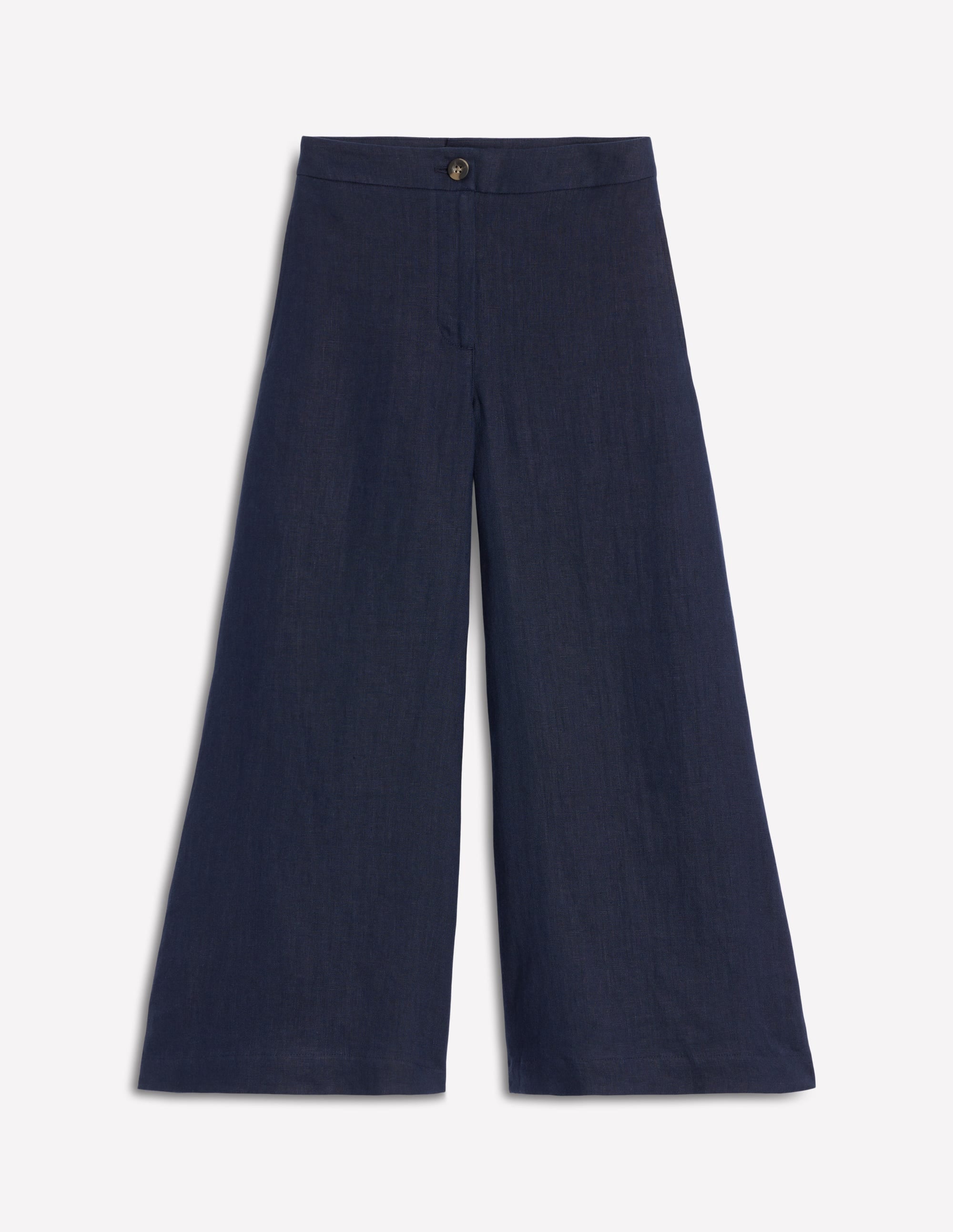 Wide Crop Linen Trousers-Navy - Image 6