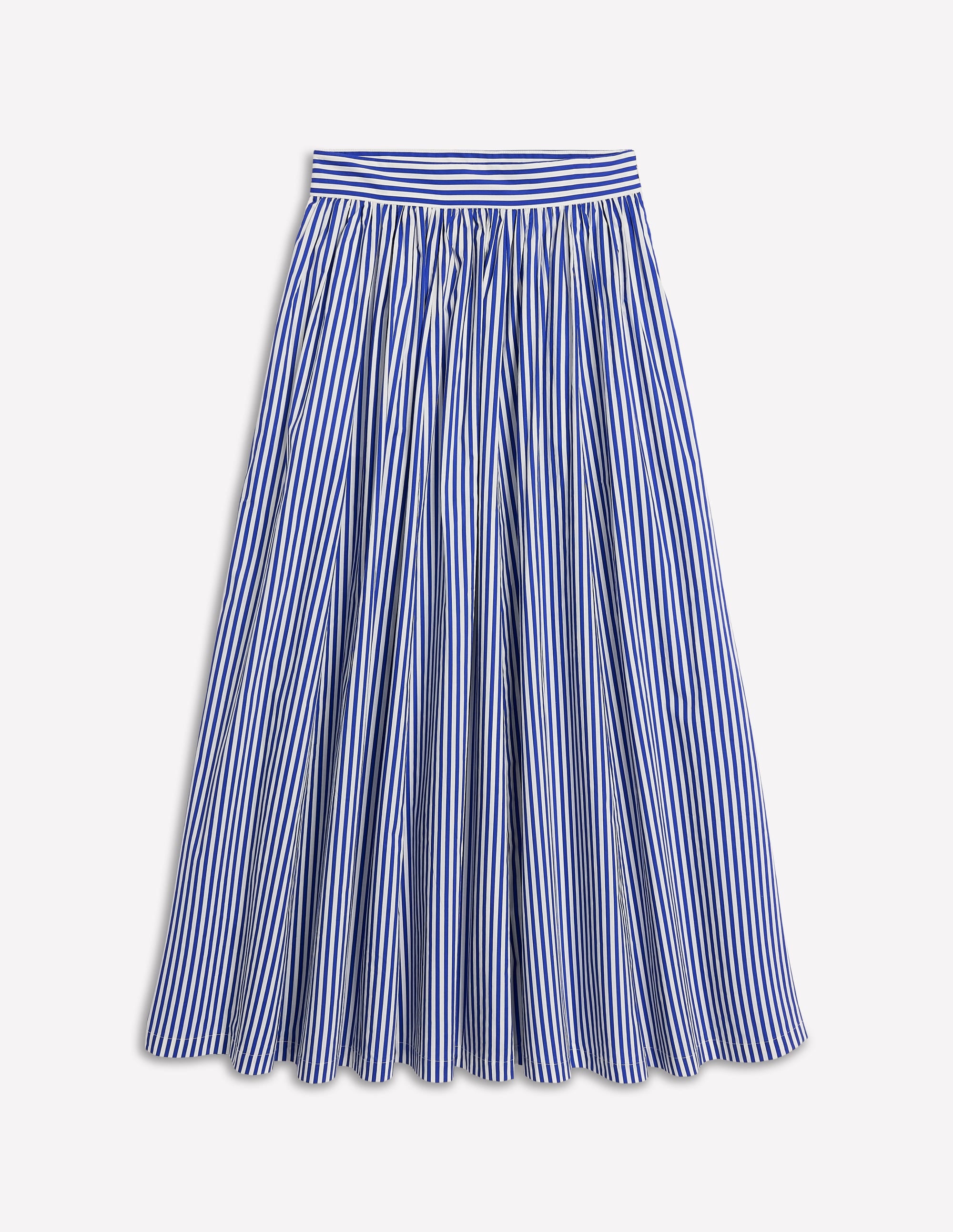 Full Poplin Maxi Skirt-Kingfisher Blue, Fine Stripe - Image 5