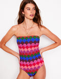 Maillot de bain Milos à smocks-Multi, rayé festonné