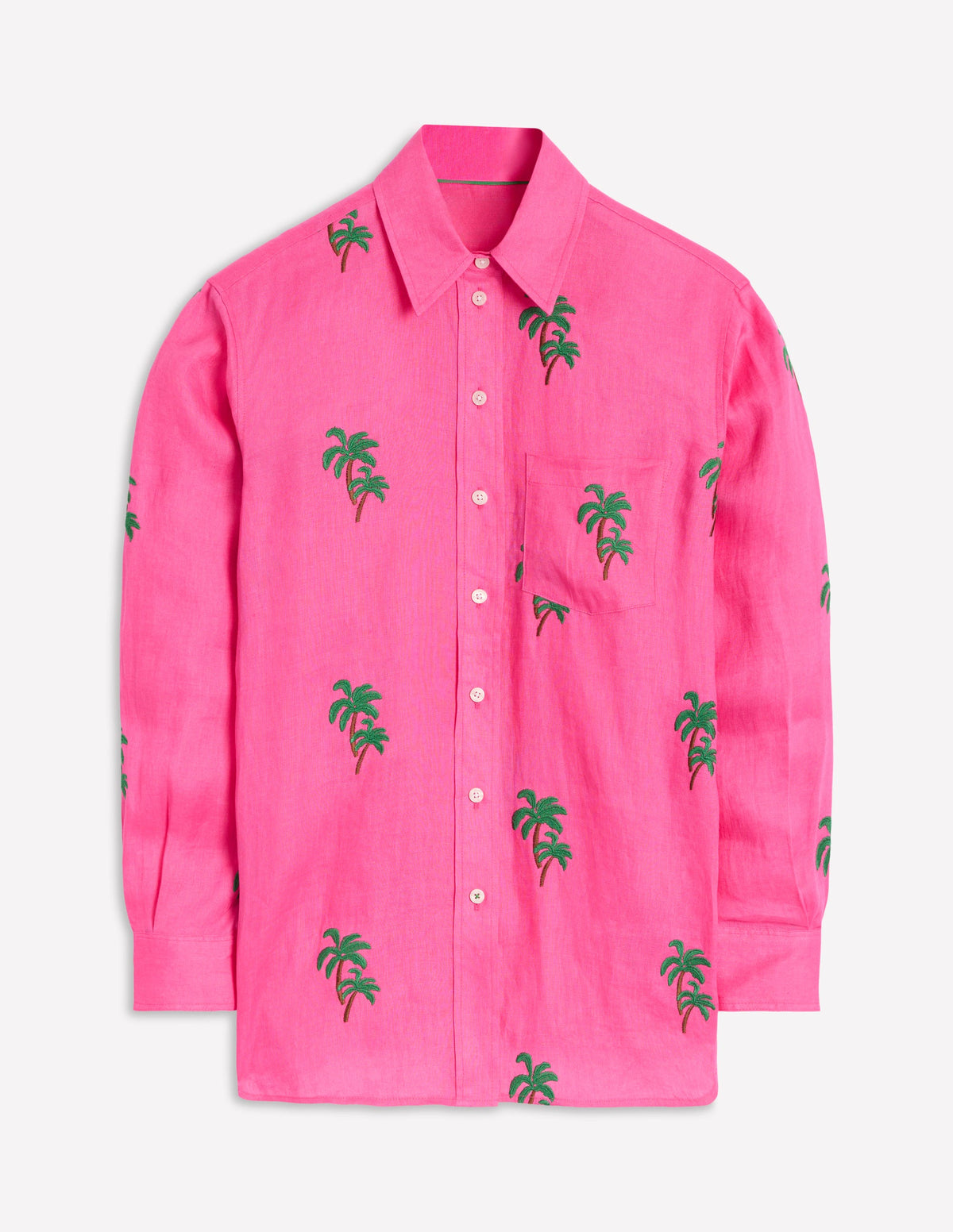 Sadie Lockeres Leinenhemd-Sorbet-Rosa, Palme - Image 7