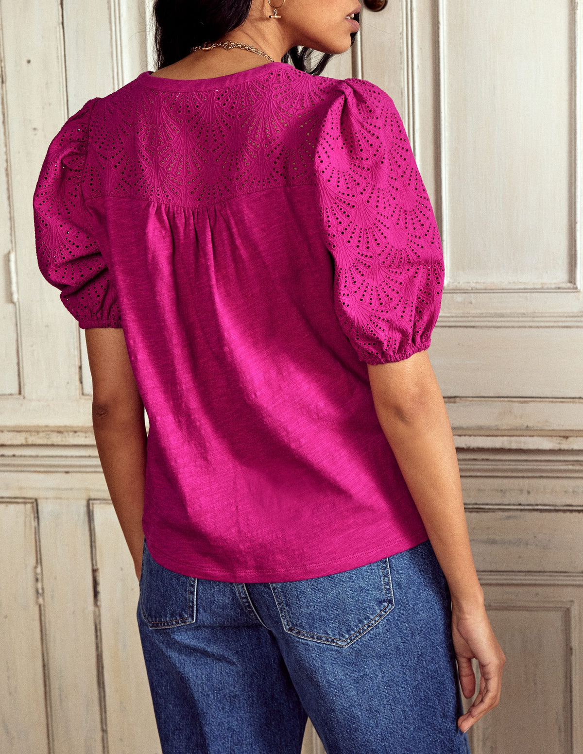 Top Dolly à broderie anglaise-Fuchsia - Image 3