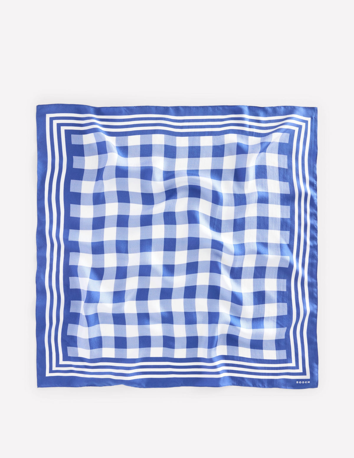 Elisabeth Quadratischer Seidenschal-Leuchtendes Blau, Vichykaro-4