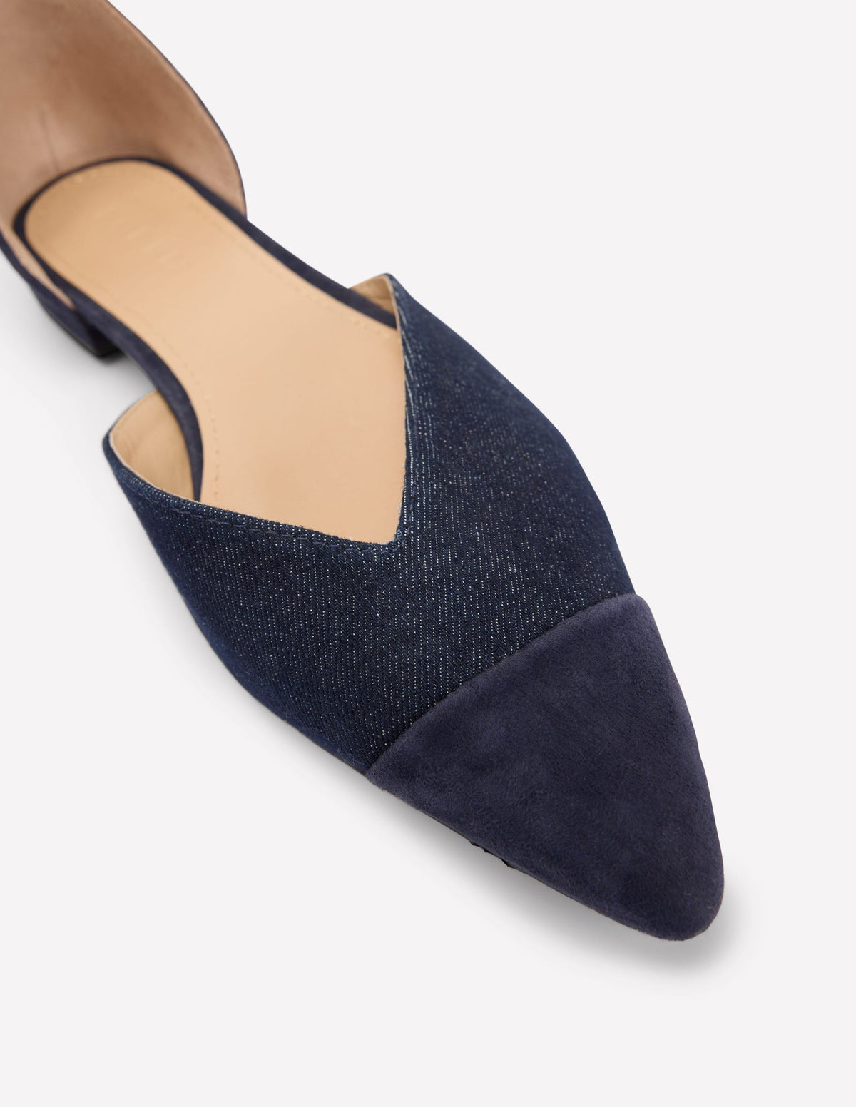 Flache, spitze Schuhe mit Zehenkappe-Marineblaues Wildleder/Denim - Image 4