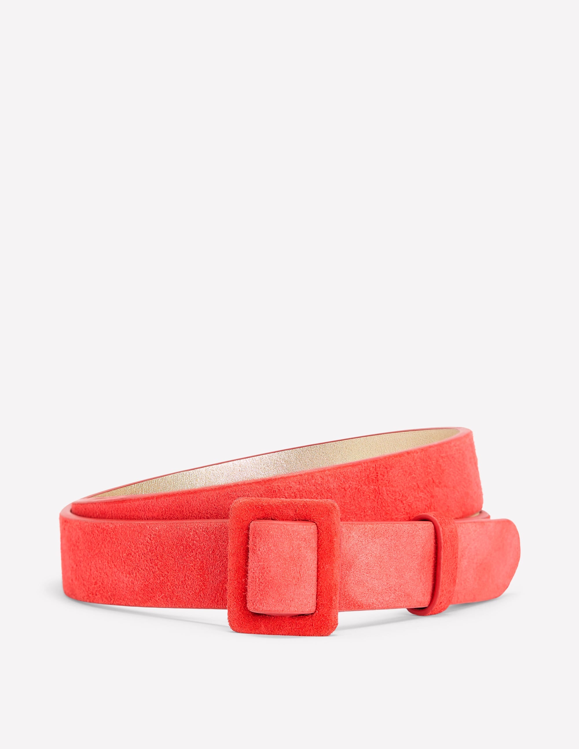 Suede Skinny Buckle Belt-Strawberry Tart Red - Image 1
