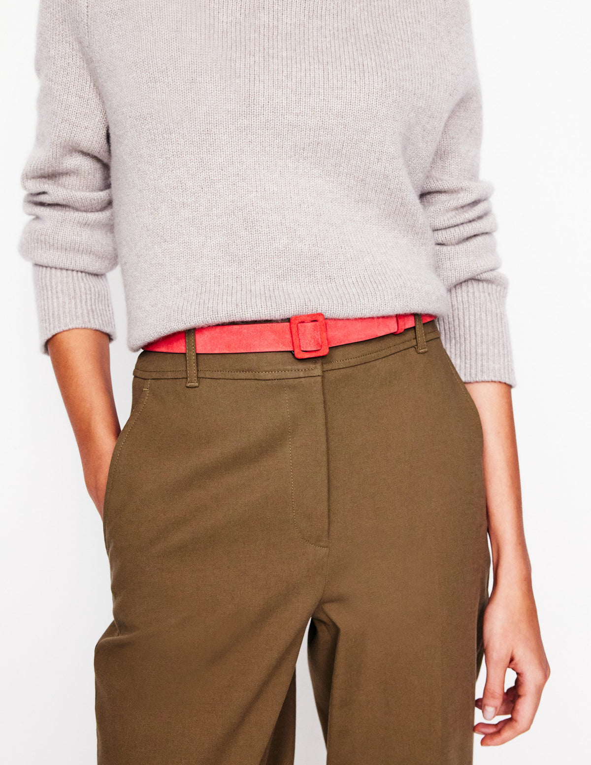 Suede Skinny Buckle Belt-Strawberry Tart Red - Image 2