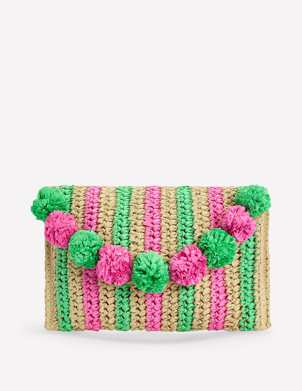 Pompom Clutch Bag-Pink/Green - Image 1