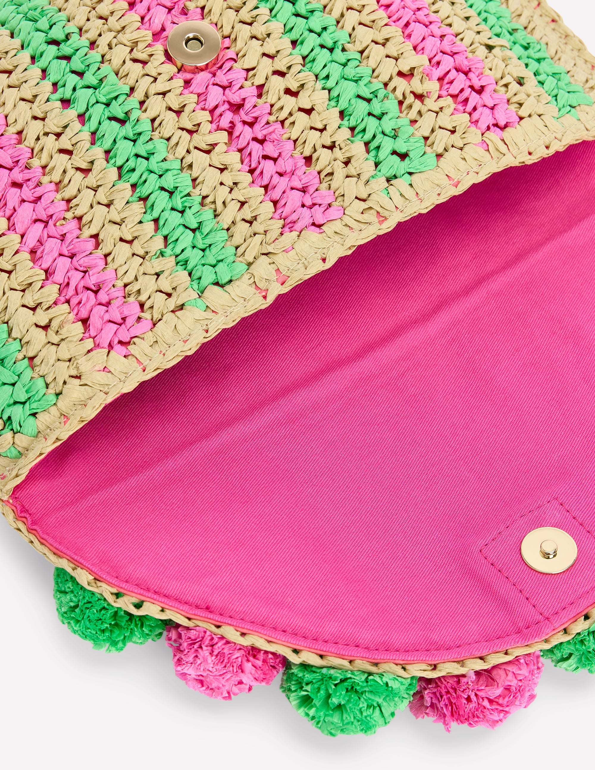 Pompom Clutch Bag-Pink/Green - Image 5