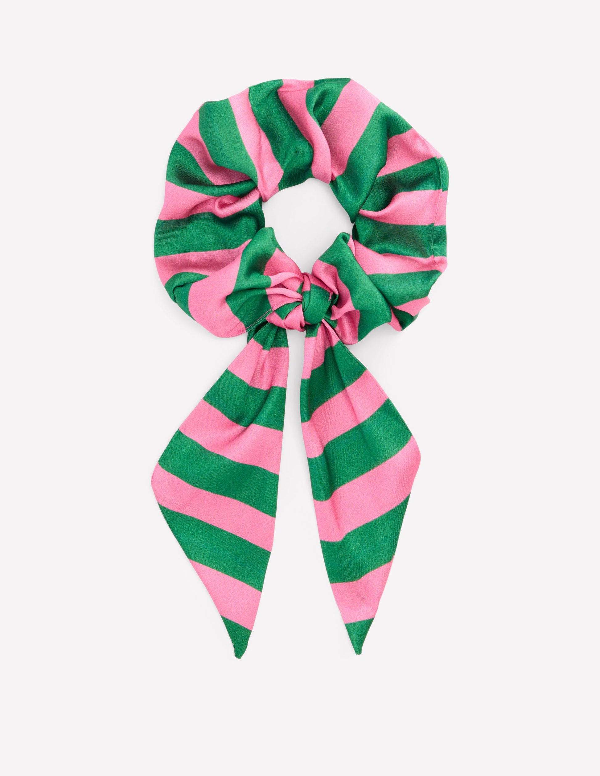 Scrunchie mit Schärpe-Grün/Rosa Streifen-1