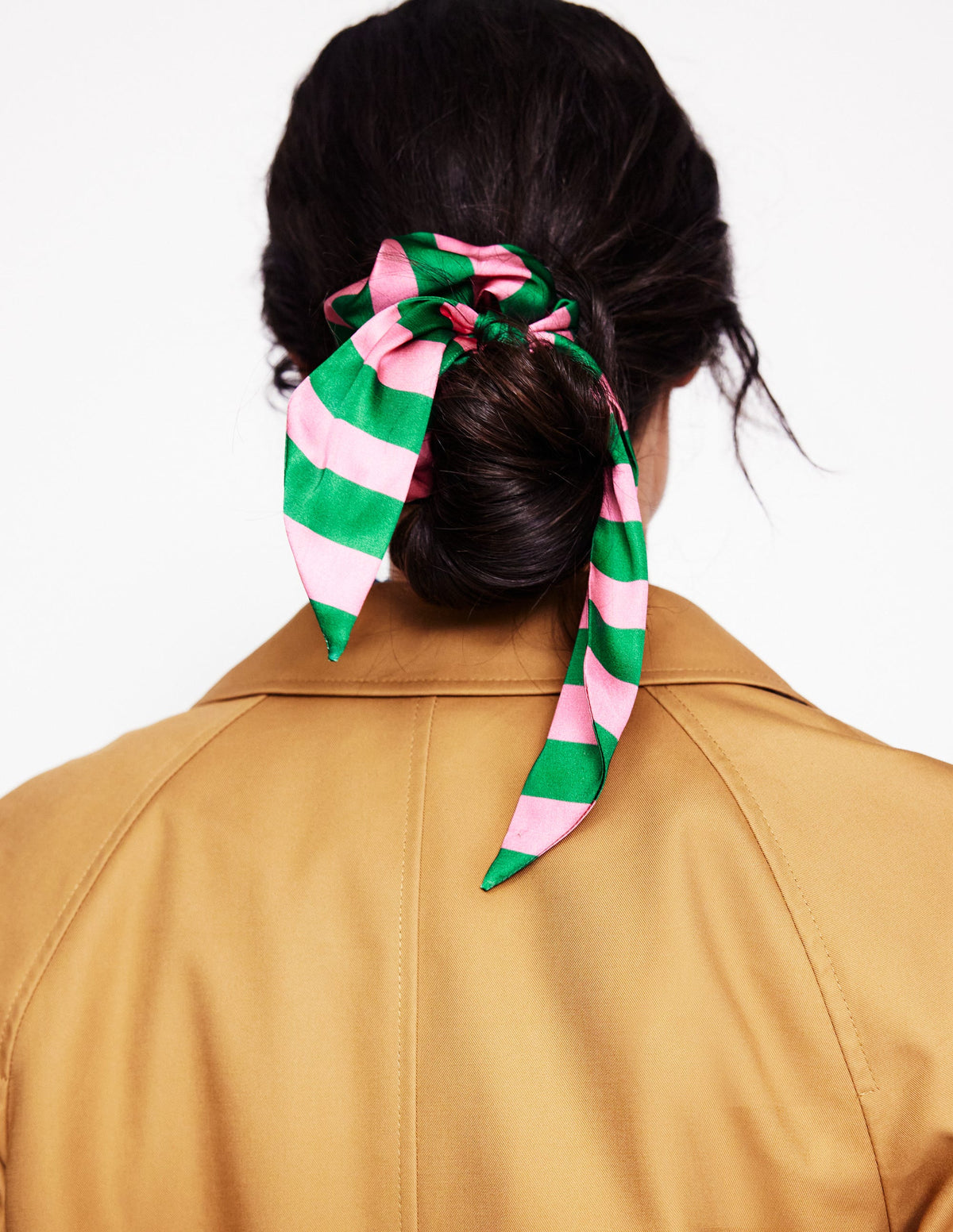 Scrunchie mit Schärpe-Grün/Rosa Streifen - Image 2