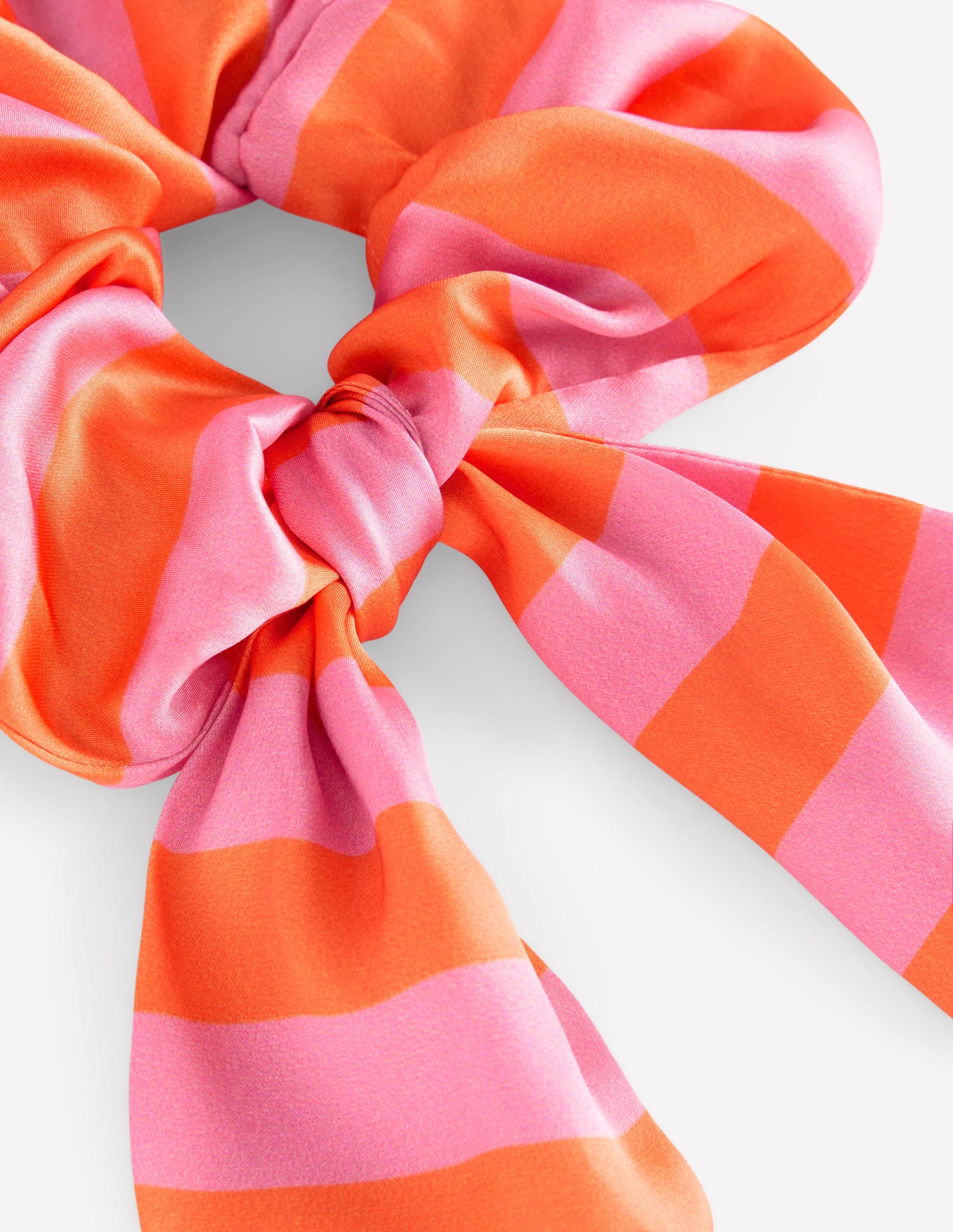 Scrunchie mit Schärpe-Rosa/Orange Streifen-3