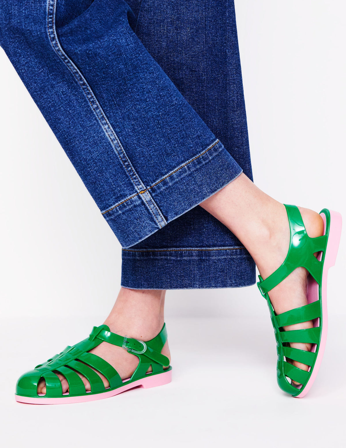 Chaussures en caoutchouc-Émeraude profond/rose tendre - Image 2