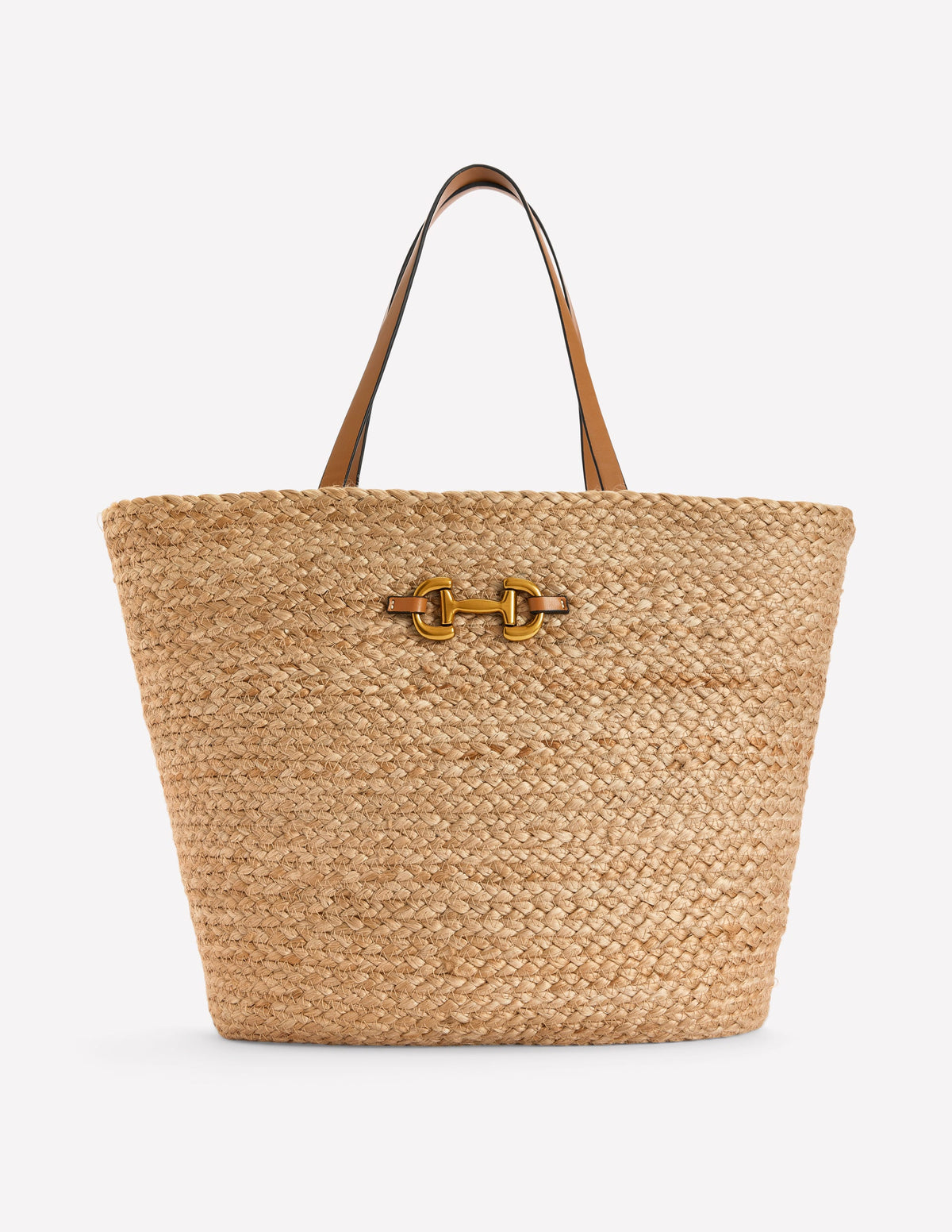 Gewebte Tragetasche mit Trensendetail-Beige - Image 1