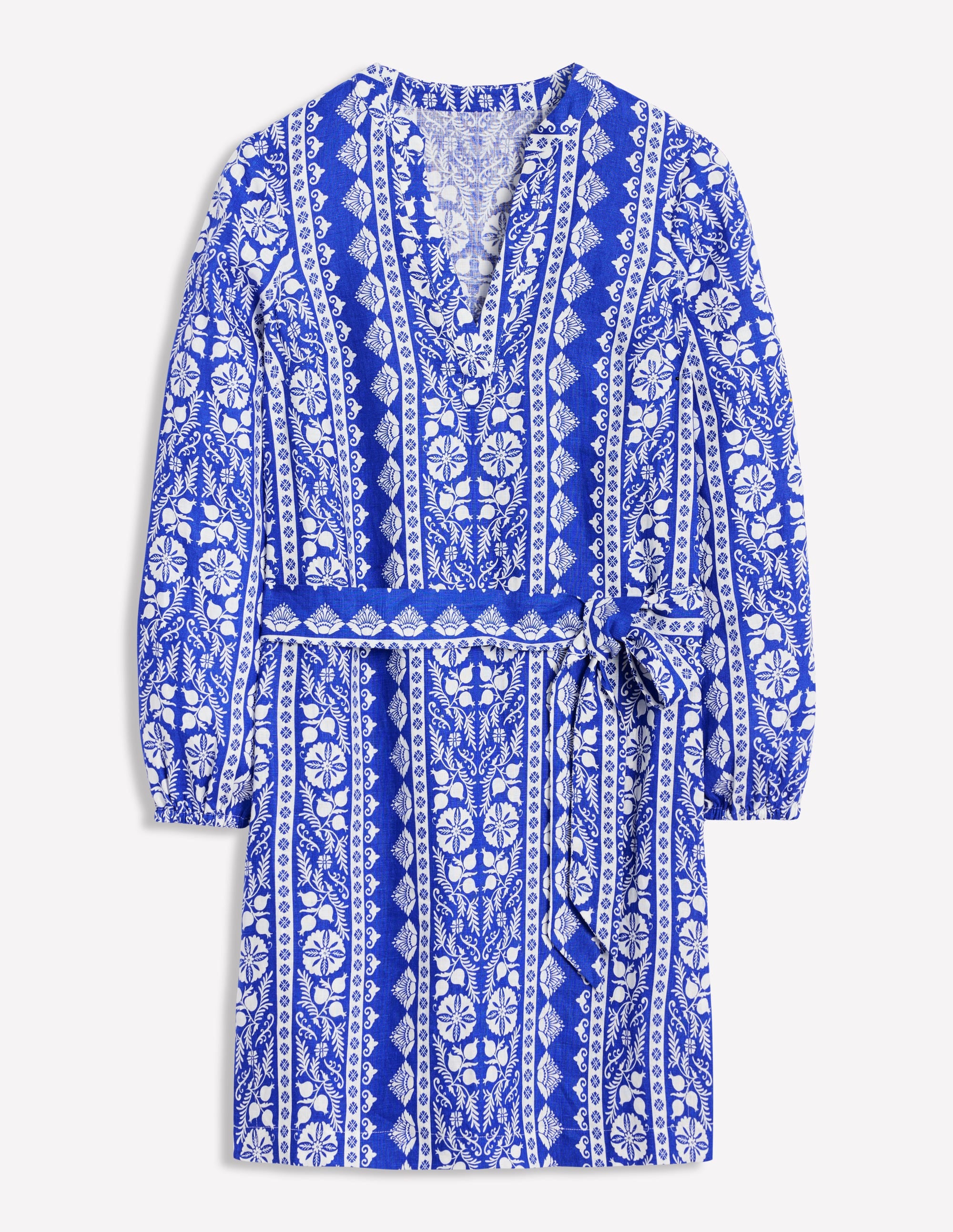 Cleo Leinenkleid mit Bindegürtel-Leuchtendes Blau, Zierborte - Image 6