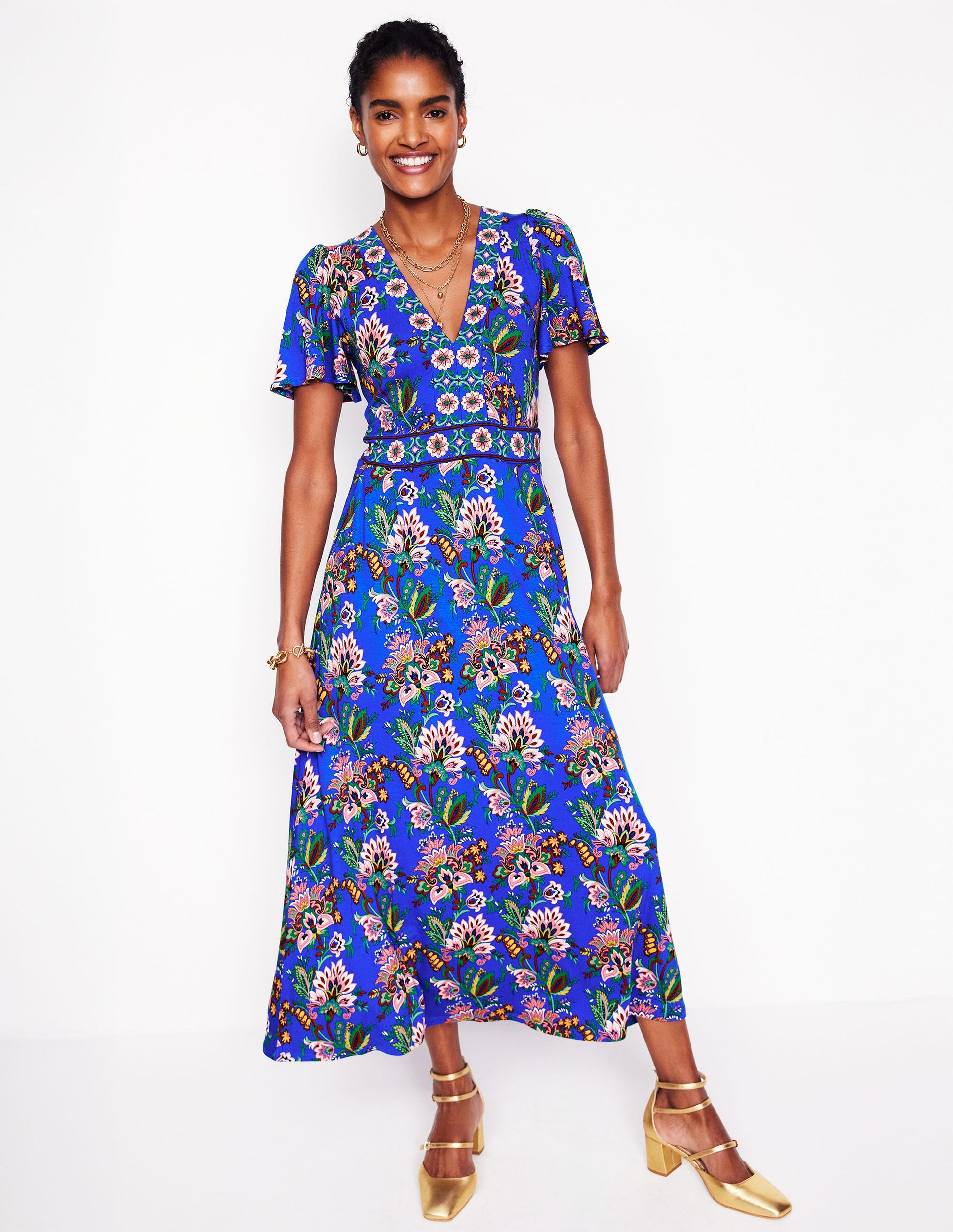 Ellie Wallendes Maxi-Teekleid-Galerieblau, Botanische Terrasse-1
