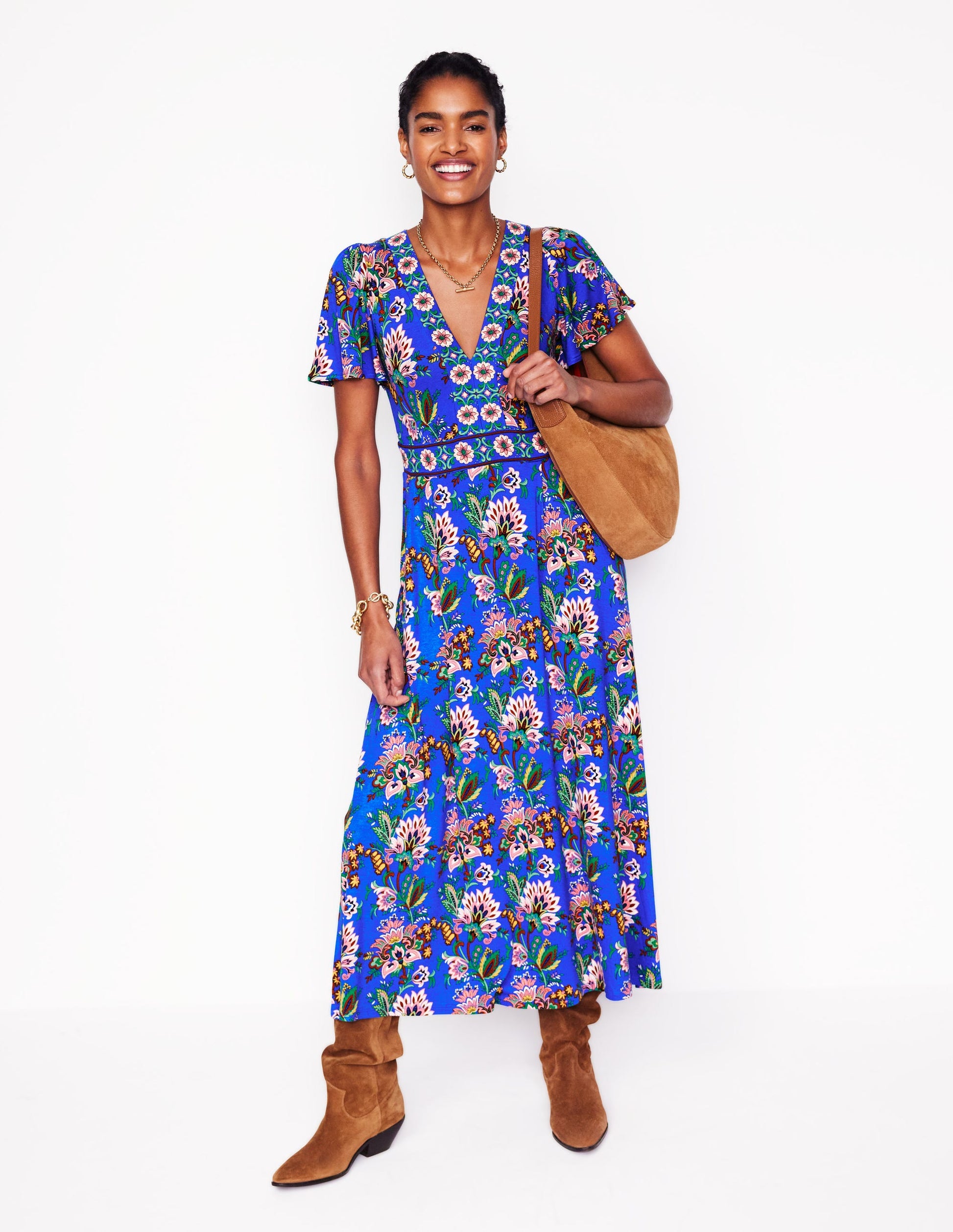 Ellie Wallendes Maxi-Teekleid-Galerieblau, Botanische Terrasse-5