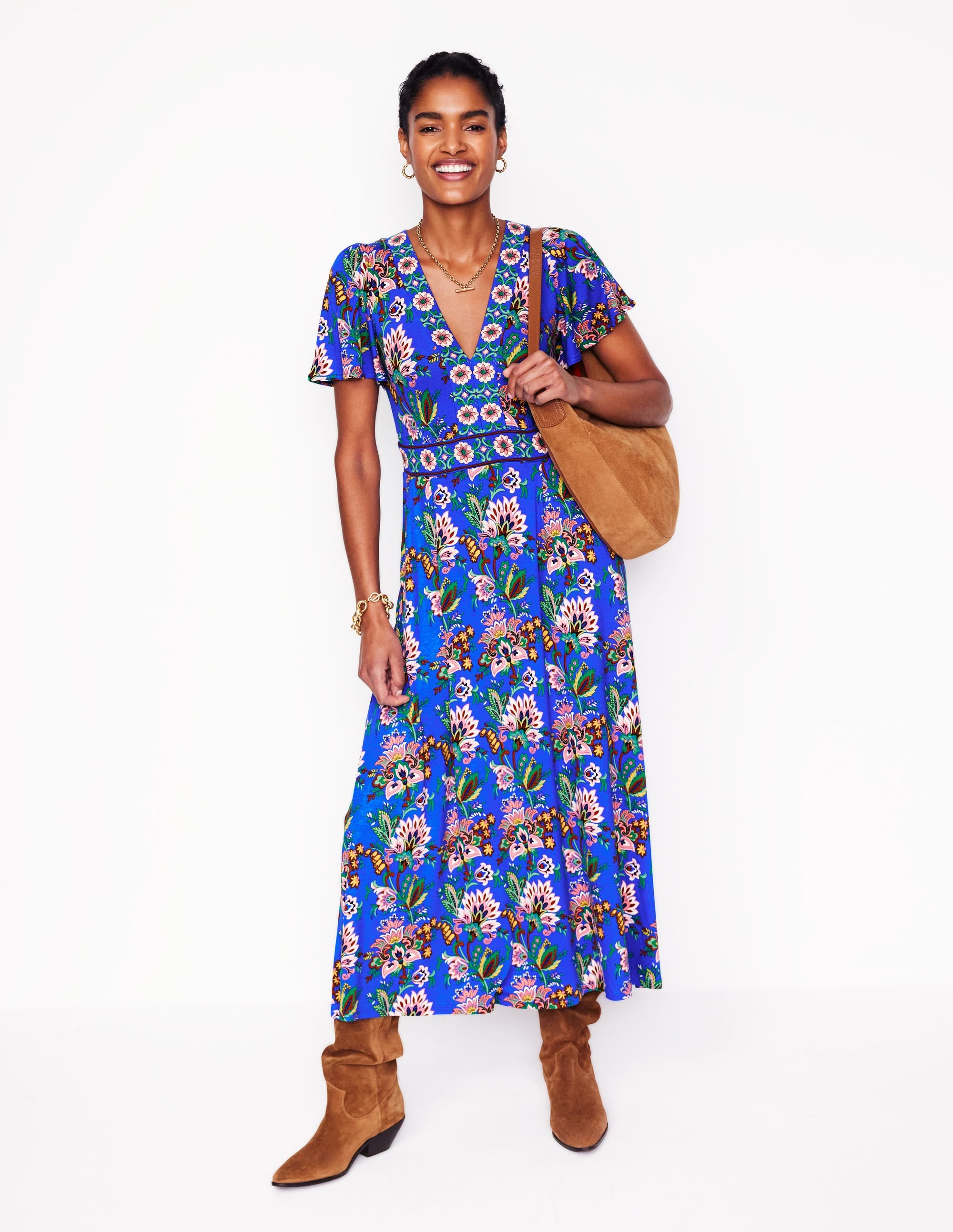 Ellie Wallendes Maxi-Teekleid-Galerieblau, Botanische Terrasse - Image 5