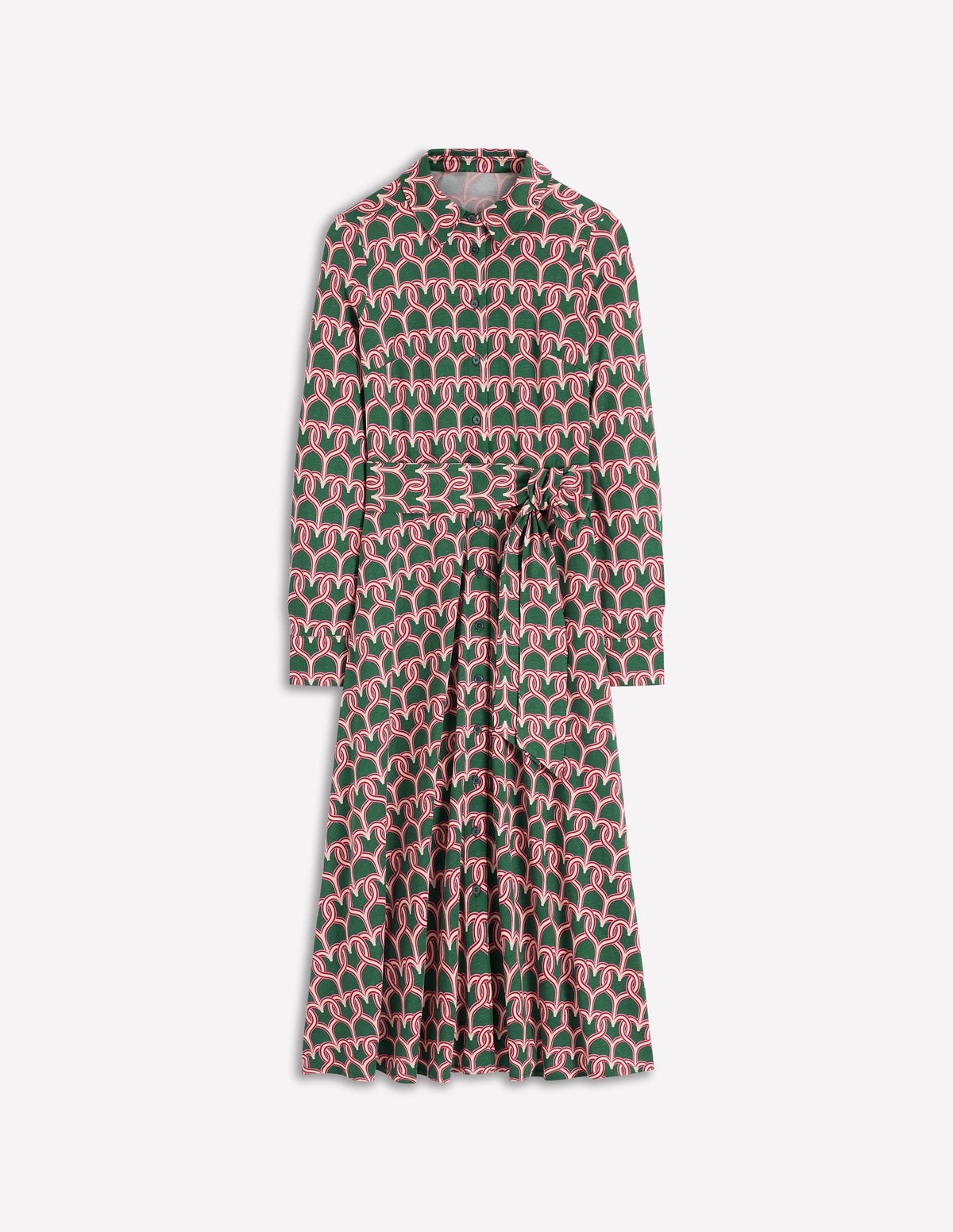 Marcia Jersey-Hemdblusenkleid-Jägergrün, Herzkettenglied - Image 5