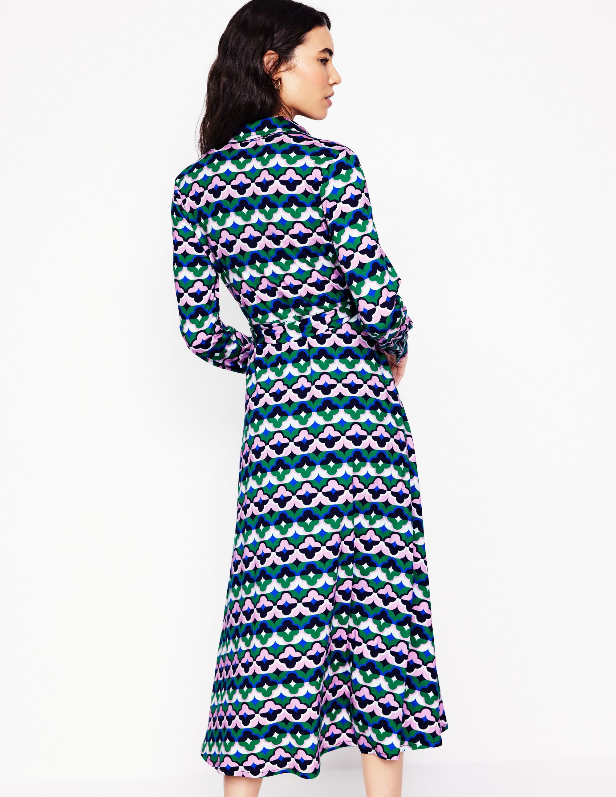 Marcia Jersey-Hemdblusenkleid-Smaragdgrün, Glücksklee - Image 3