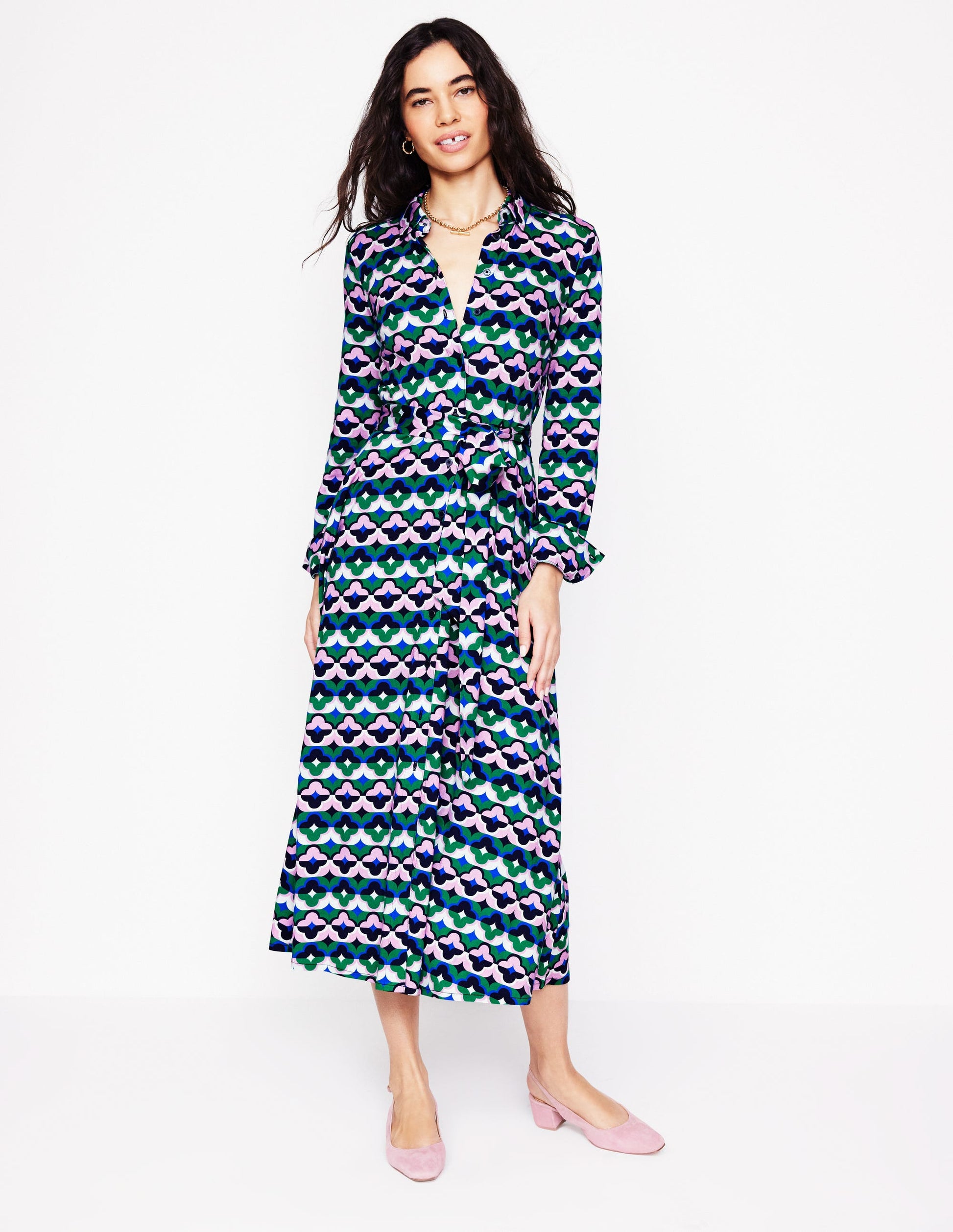 Marcia Jersey-Hemdblusenkleid-Smaragdgrün, Glücksklee-4