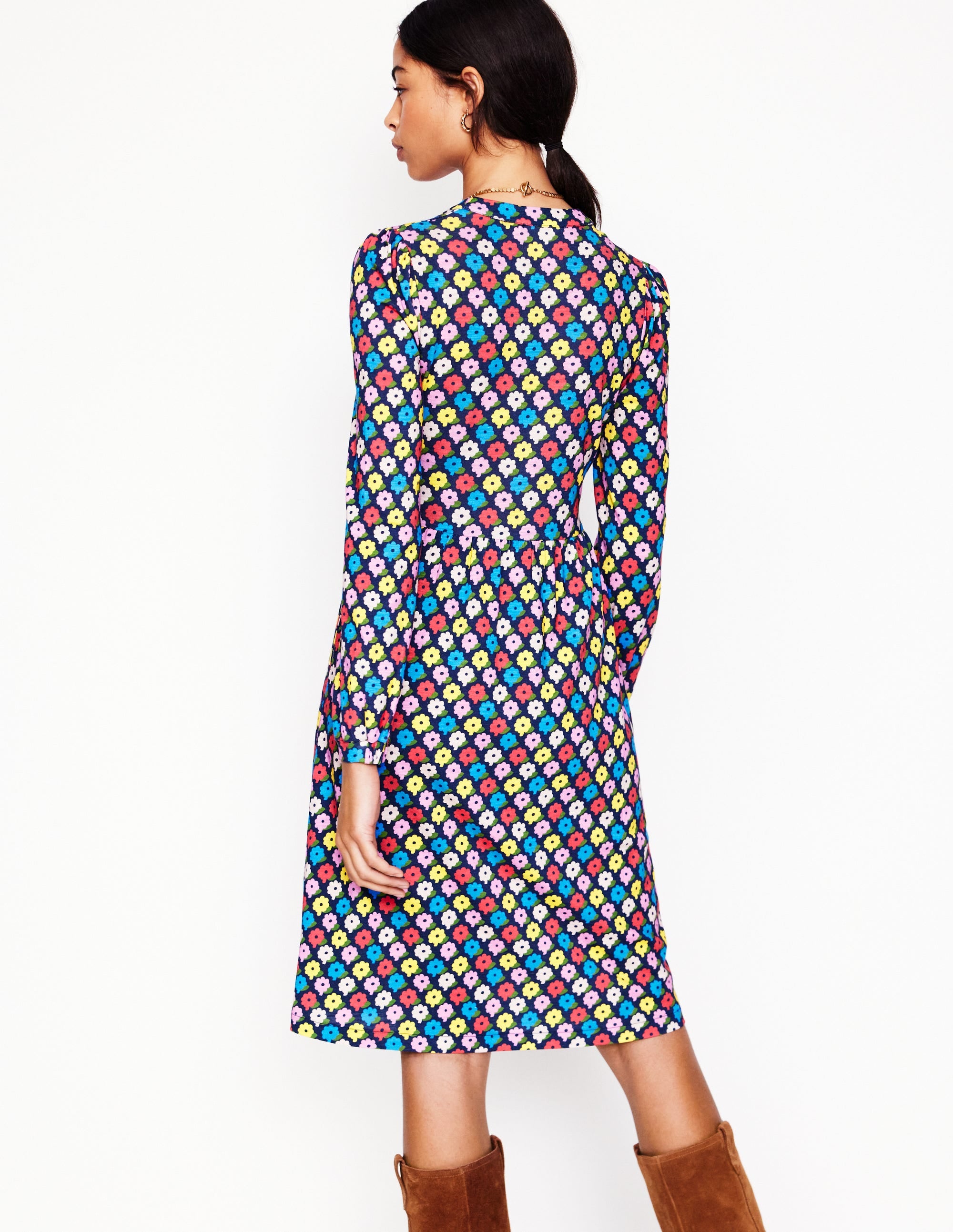 Naomi Lockeres Jerseykleid-Bunt, Pop-Gänseblümchen - Image 3