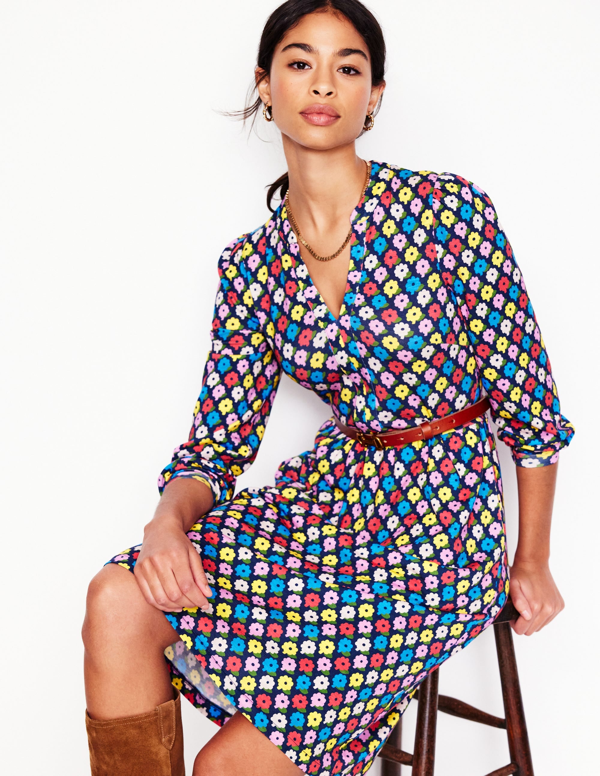 Naomi Lockeres Jerseykleid-Bunt, Pop-Gänseblümchen - Image 4