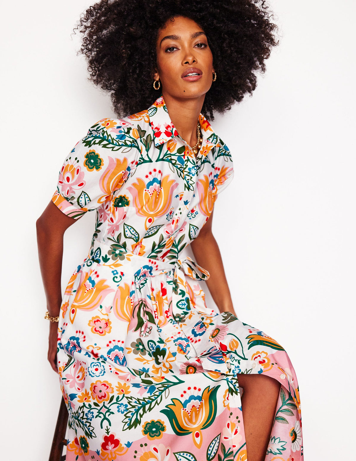 Alexa Maxi-Hemdblusenkleid-Naturweiß, Tulpenfusion - Image 4