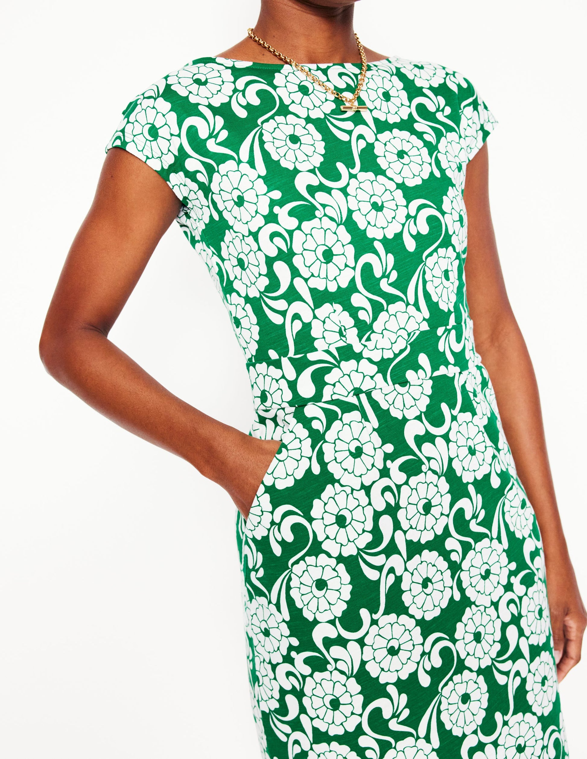 Florrie Jerseykleid-Smaragdgrün, Blütenwirbel-2