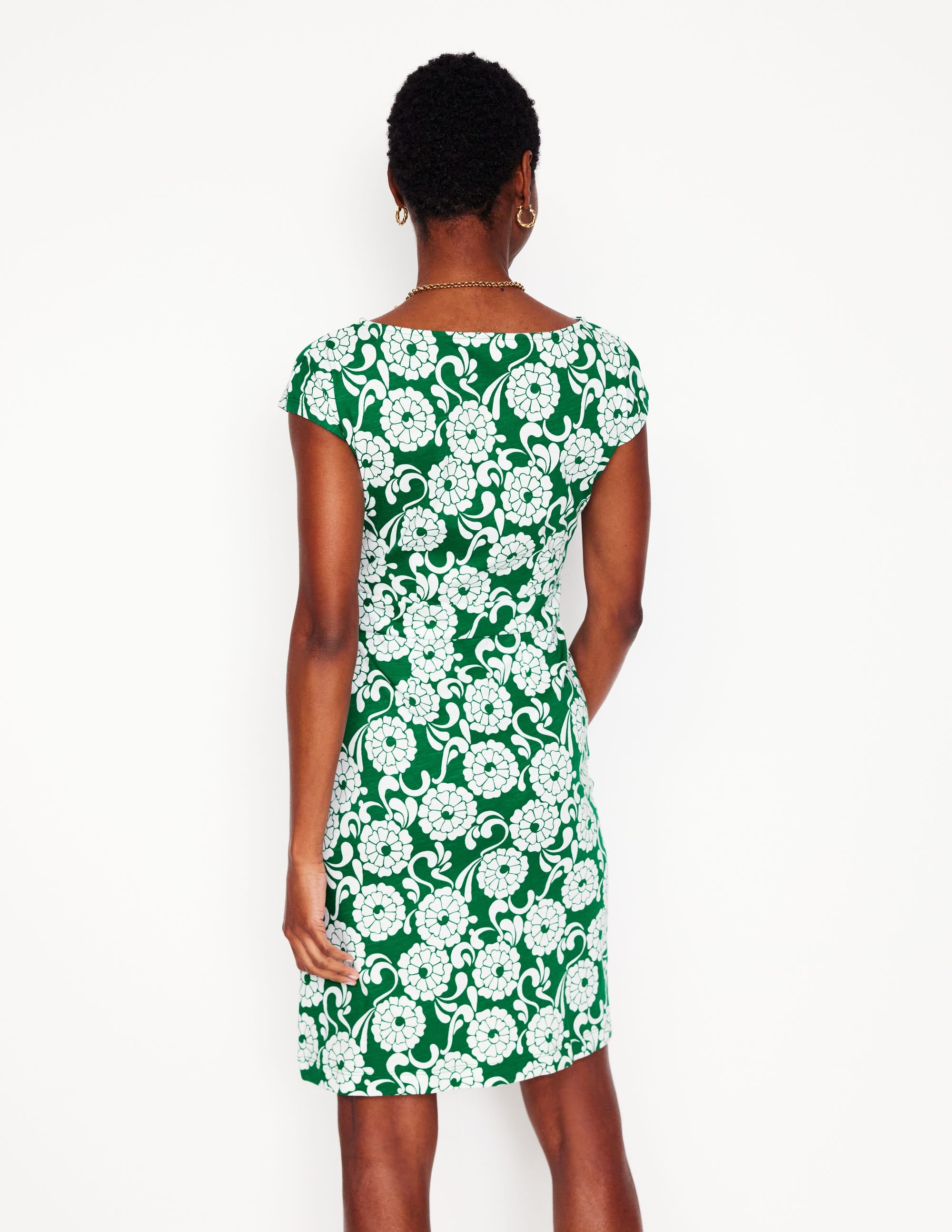 Florrie Jerseykleid-Smaragdgrün, Blütenwirbel - Image 3