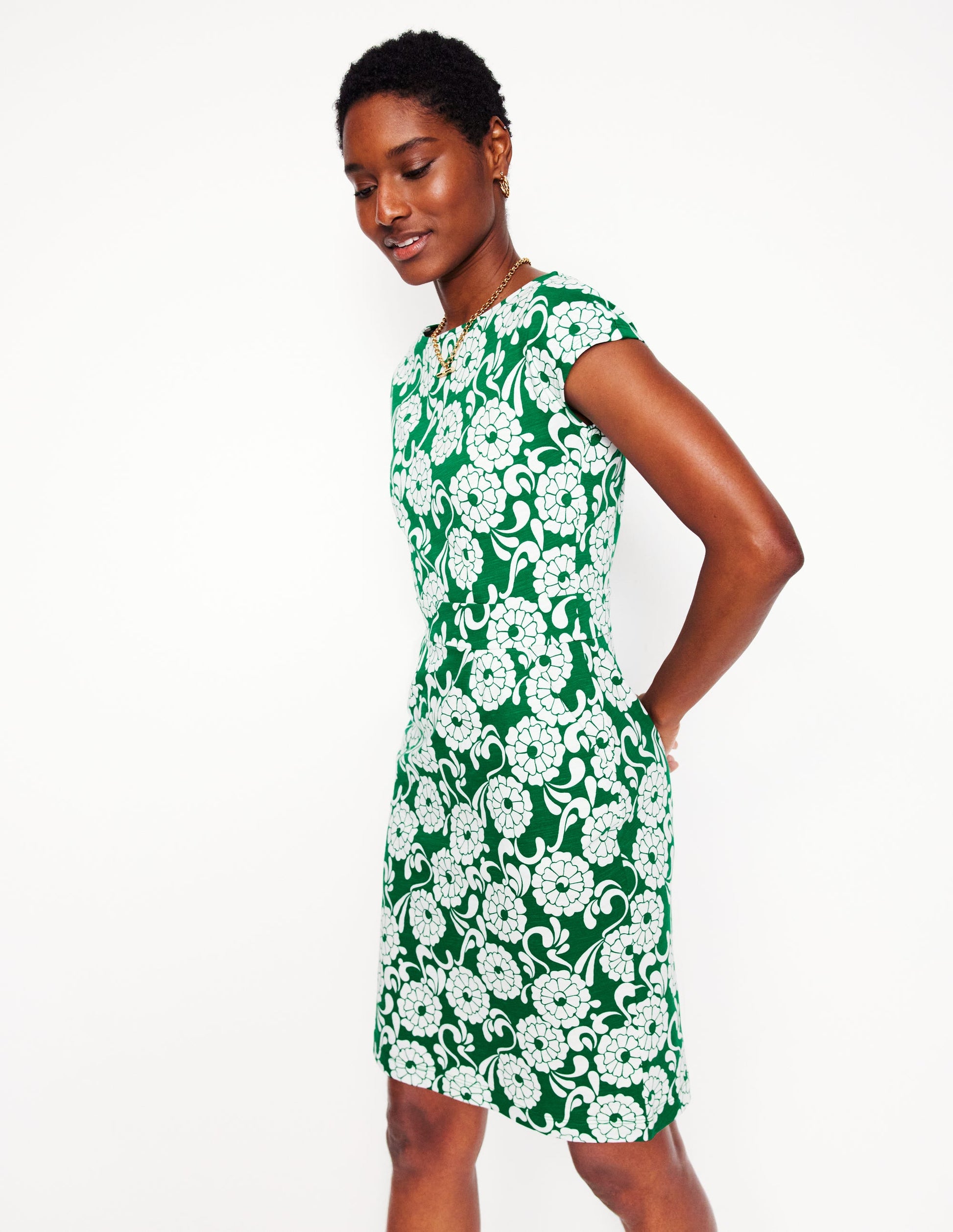 Florrie Jerseykleid-Smaragdgrün, Blütenwirbel-4