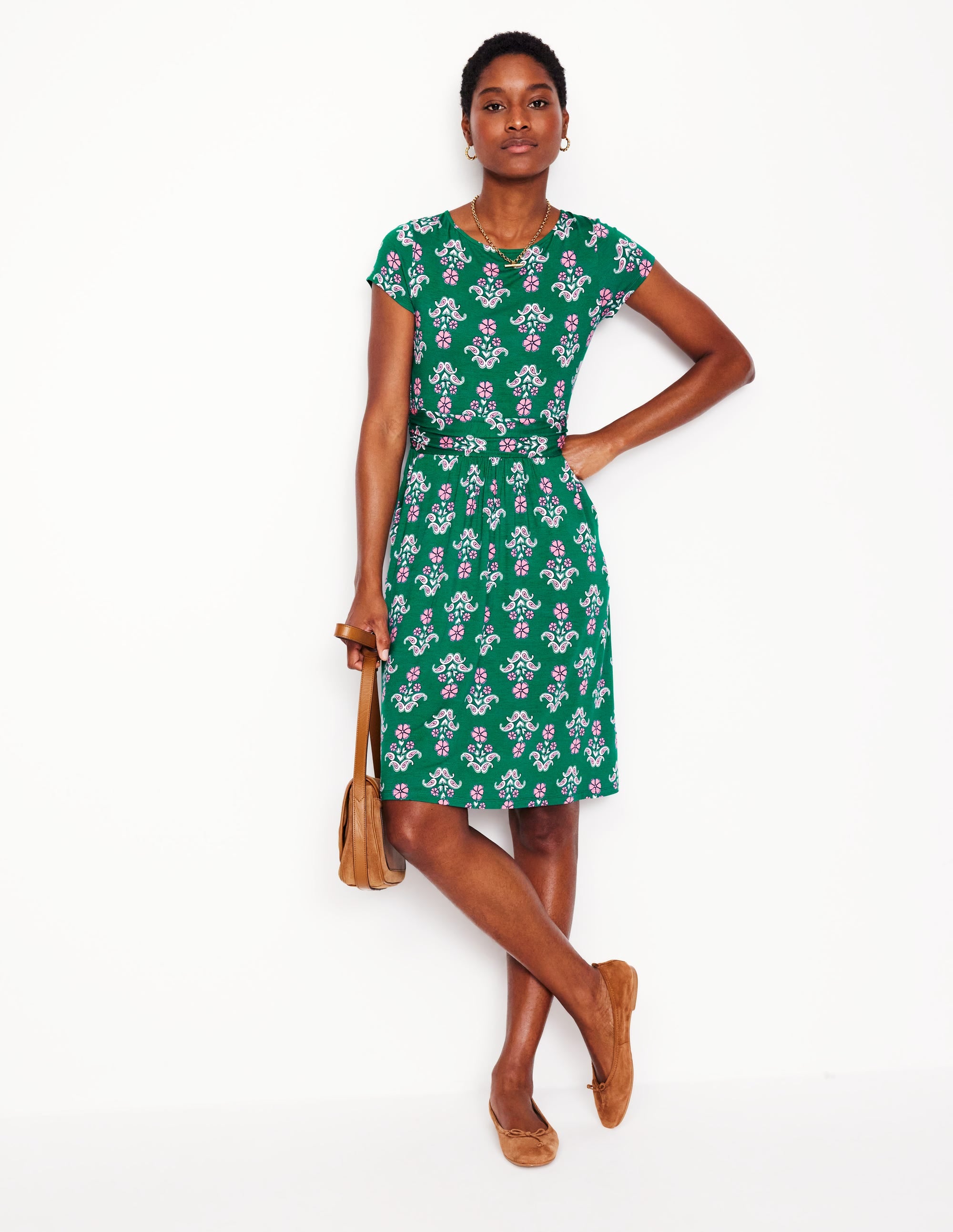 Amelie Jerseykleid-Waldgras, Stiefmütterchen-Stempel - Image 3