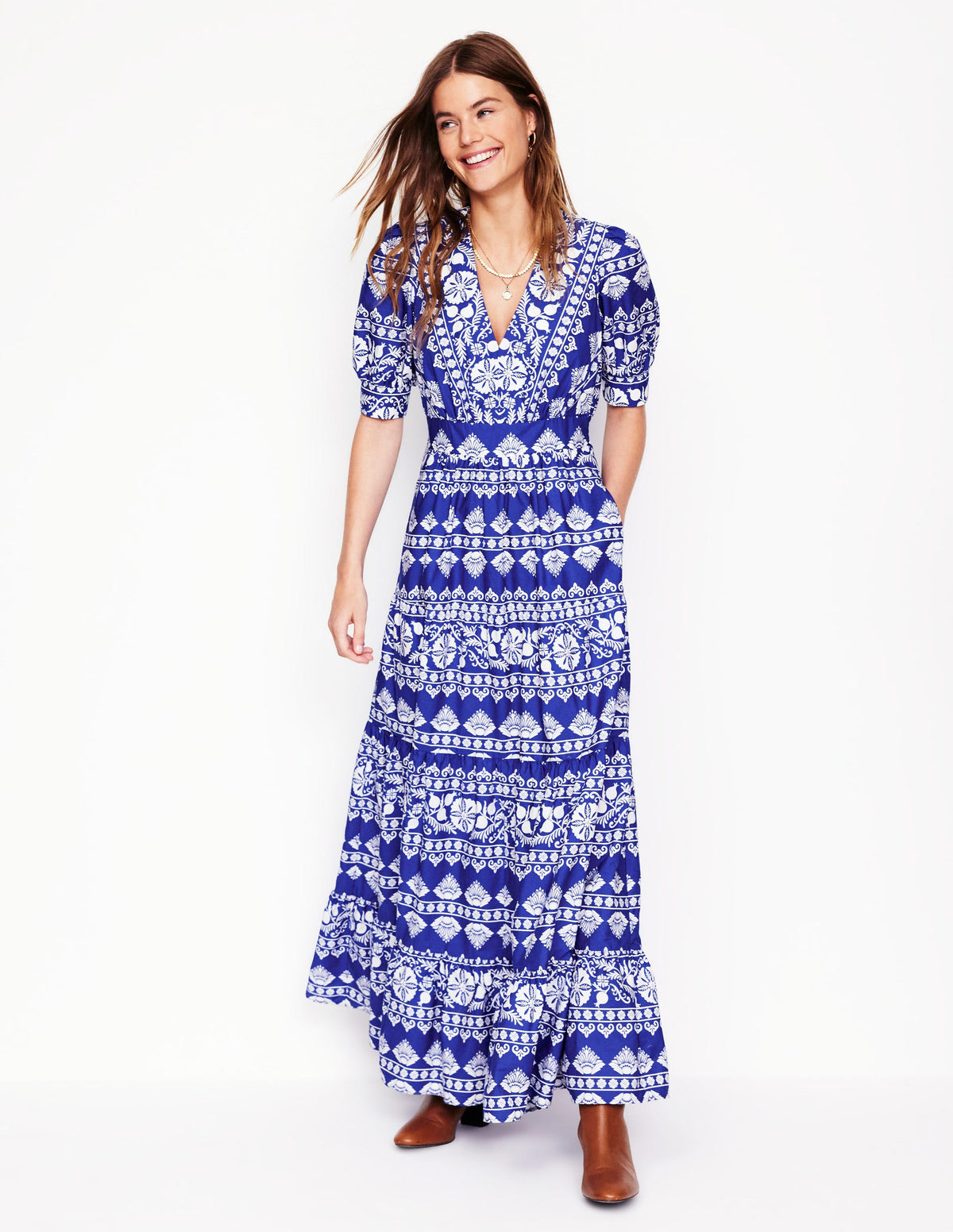 Das Bella Kleid-Leuchtendes Blau, Zierborte-4